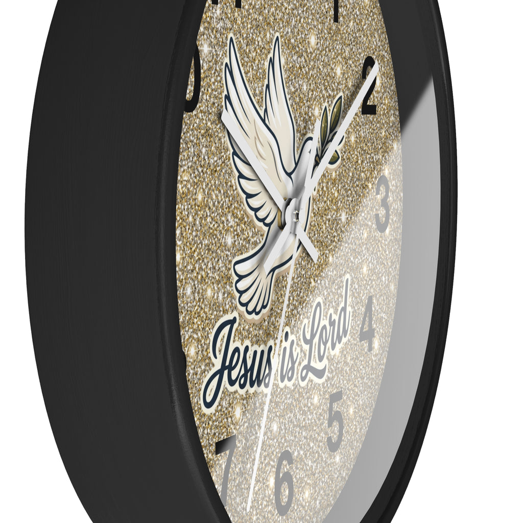 Jesus Is Lord Wall Clock | Dove of Peace Christian Wall Decor | Silent Faith Clock
