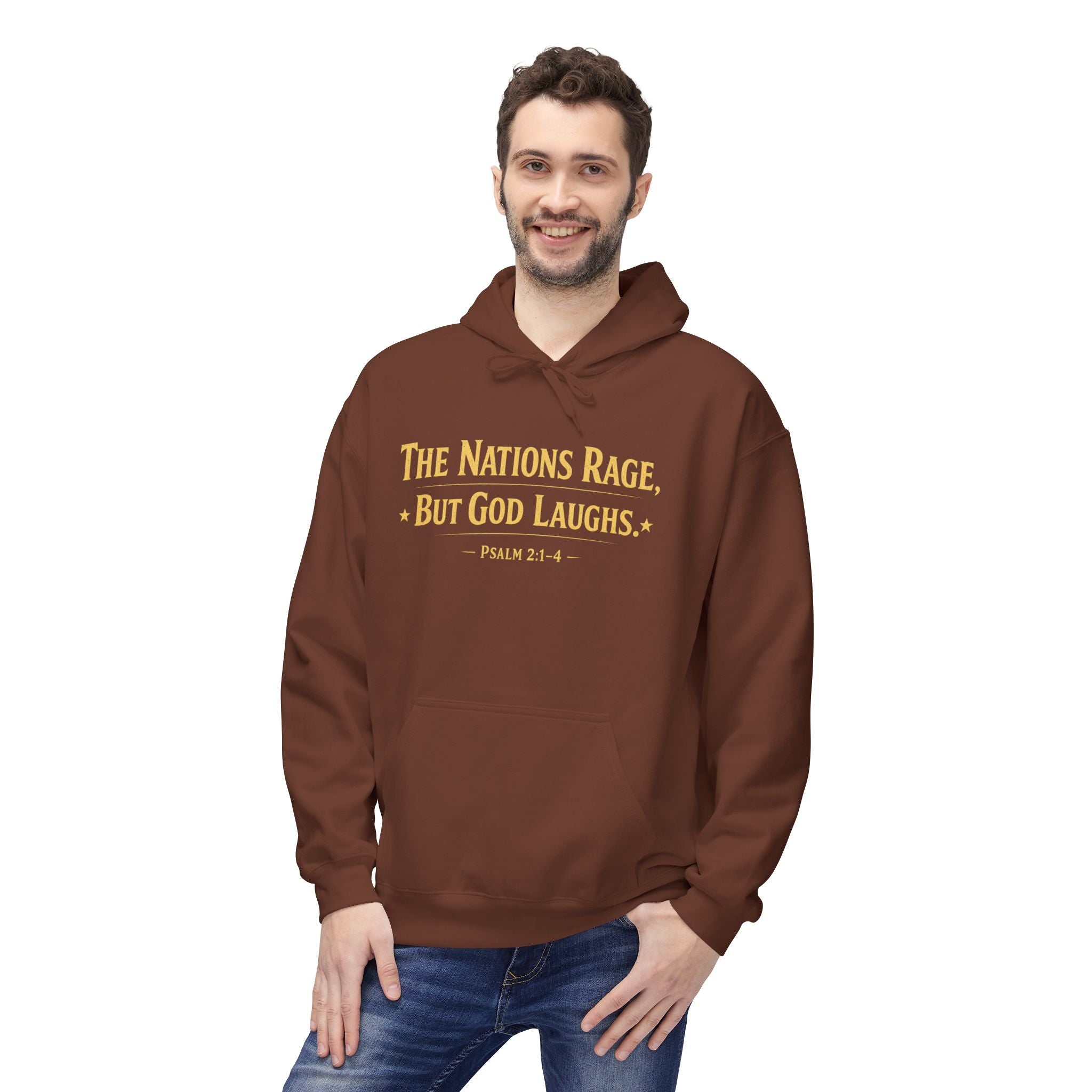 The Nations Rage – Hoodie | “But God Laughs” Scripture Pullover