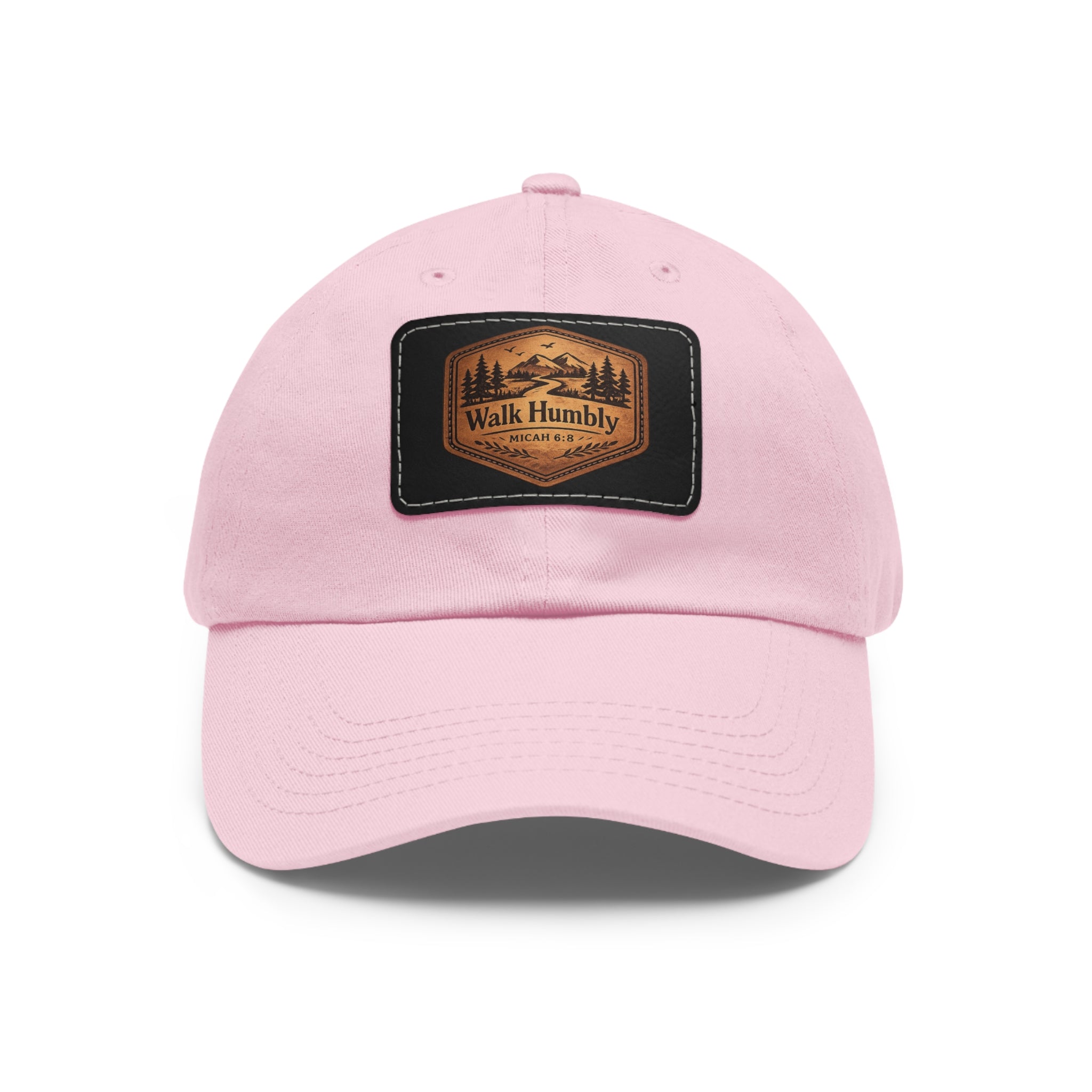 Walk Humbly Leather Patch Dad Hat | Micah 6:8 Christian Outdoor Cap | Faith Freedom Creations