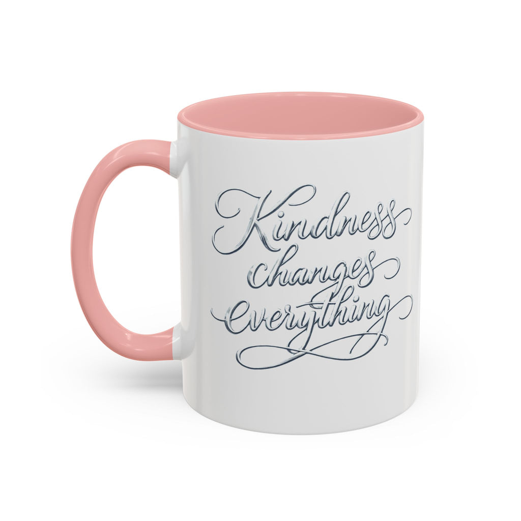Silver-Kindness Changes Everything Accent Coffee Mug | Inspirational Ceramic Mug | Faith Freedom Creations