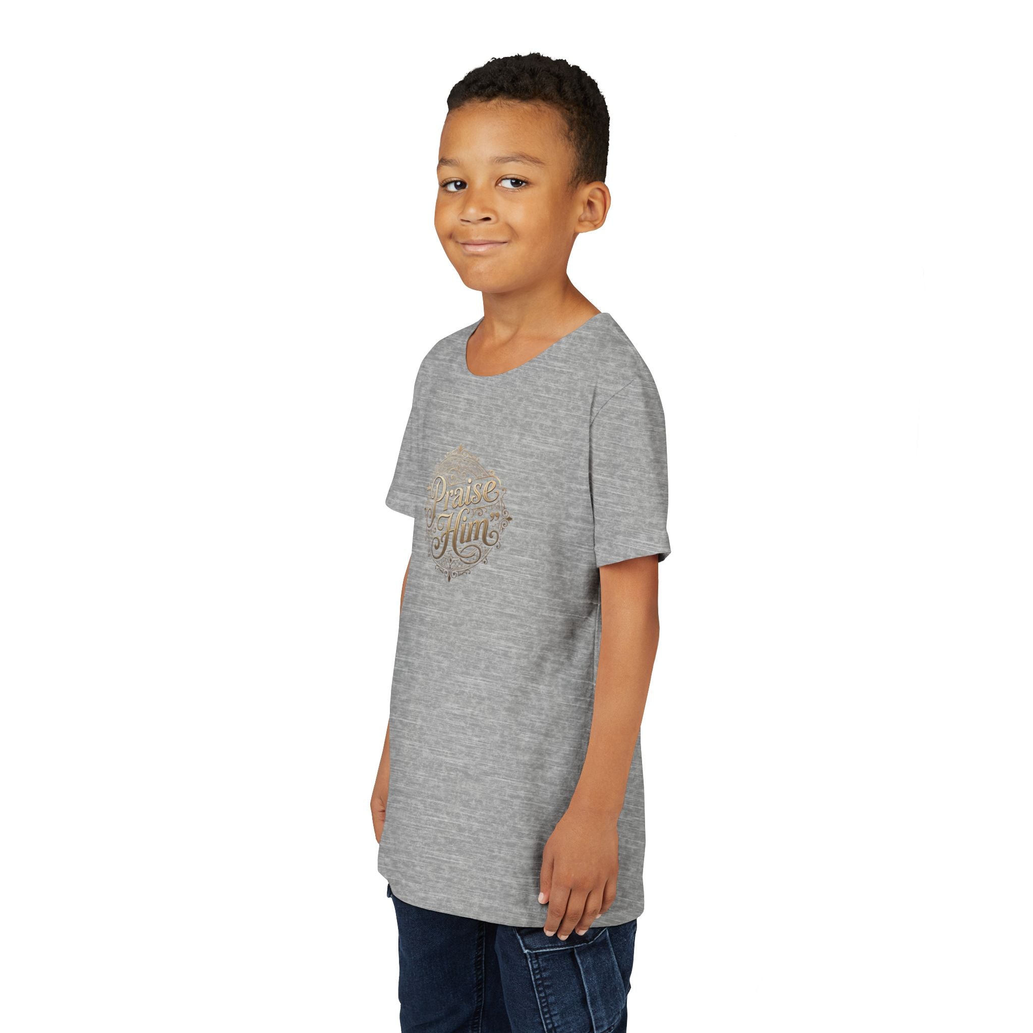 Praise Him Psalms 34:1 Youth T-Shirt | Christian Kids Faith Tee | Inspirational Youth Apparel
