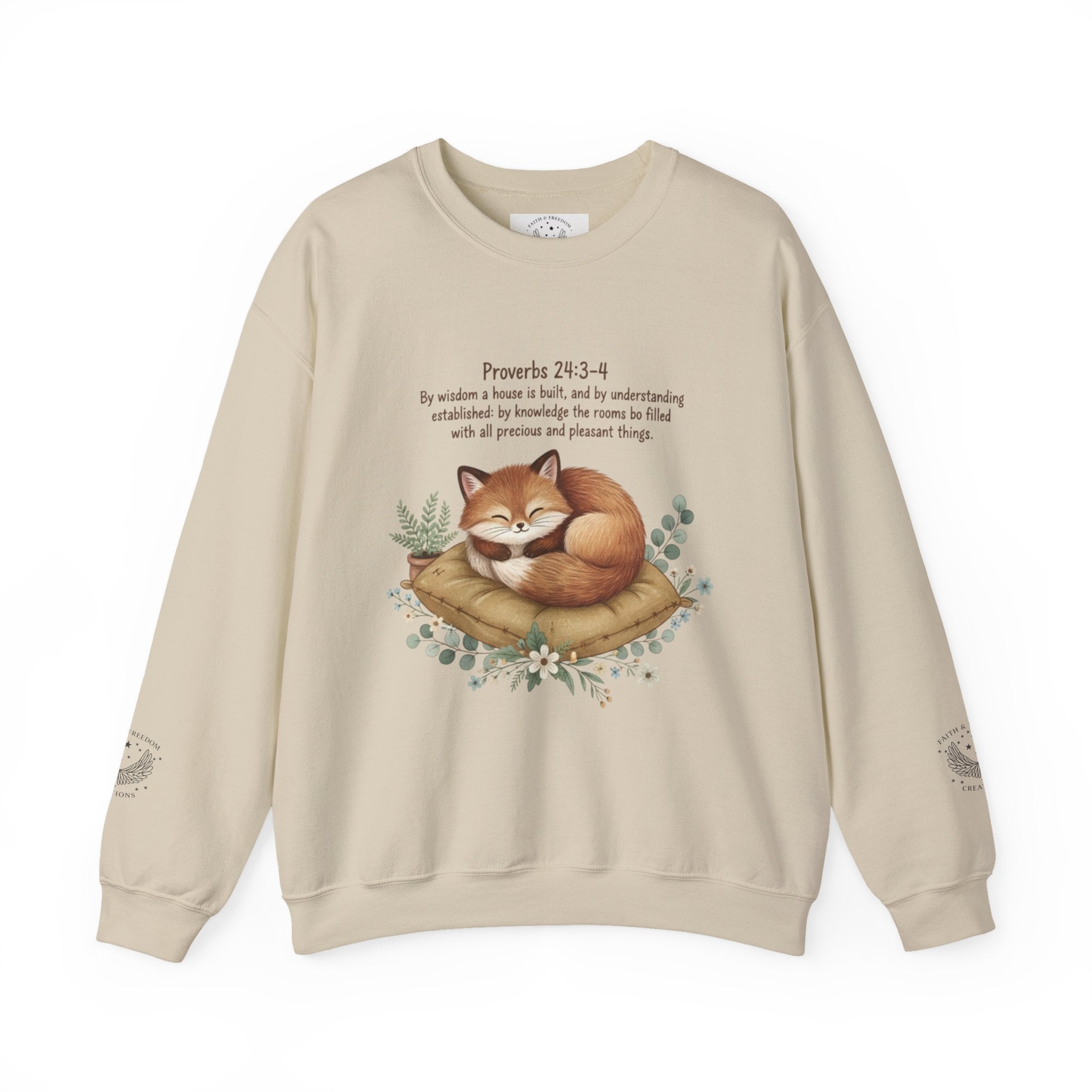 Cozy Fox Crewneck Sweatshirt - Woodland Animal Art with scripture |
