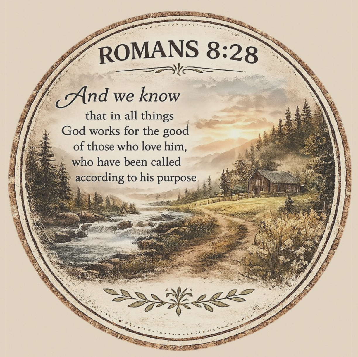Romans 8:28 Garden Flag | Christian Faith Yard Banner | Inspirational Rustic Outdoor Decor