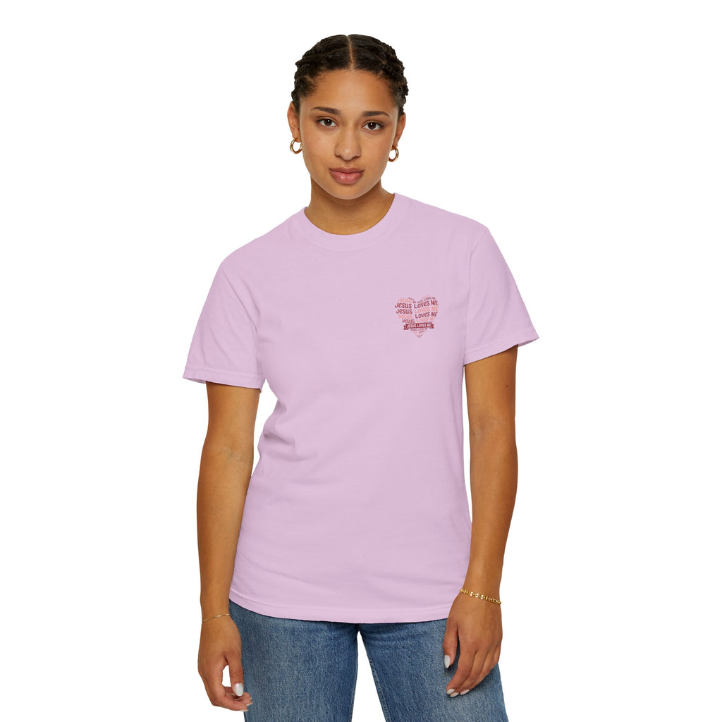 Jesus Loves Me Heart Garment-Dyed T-Shirt – Christian Faith Tee | Vintage Style Inspirational Shirt
