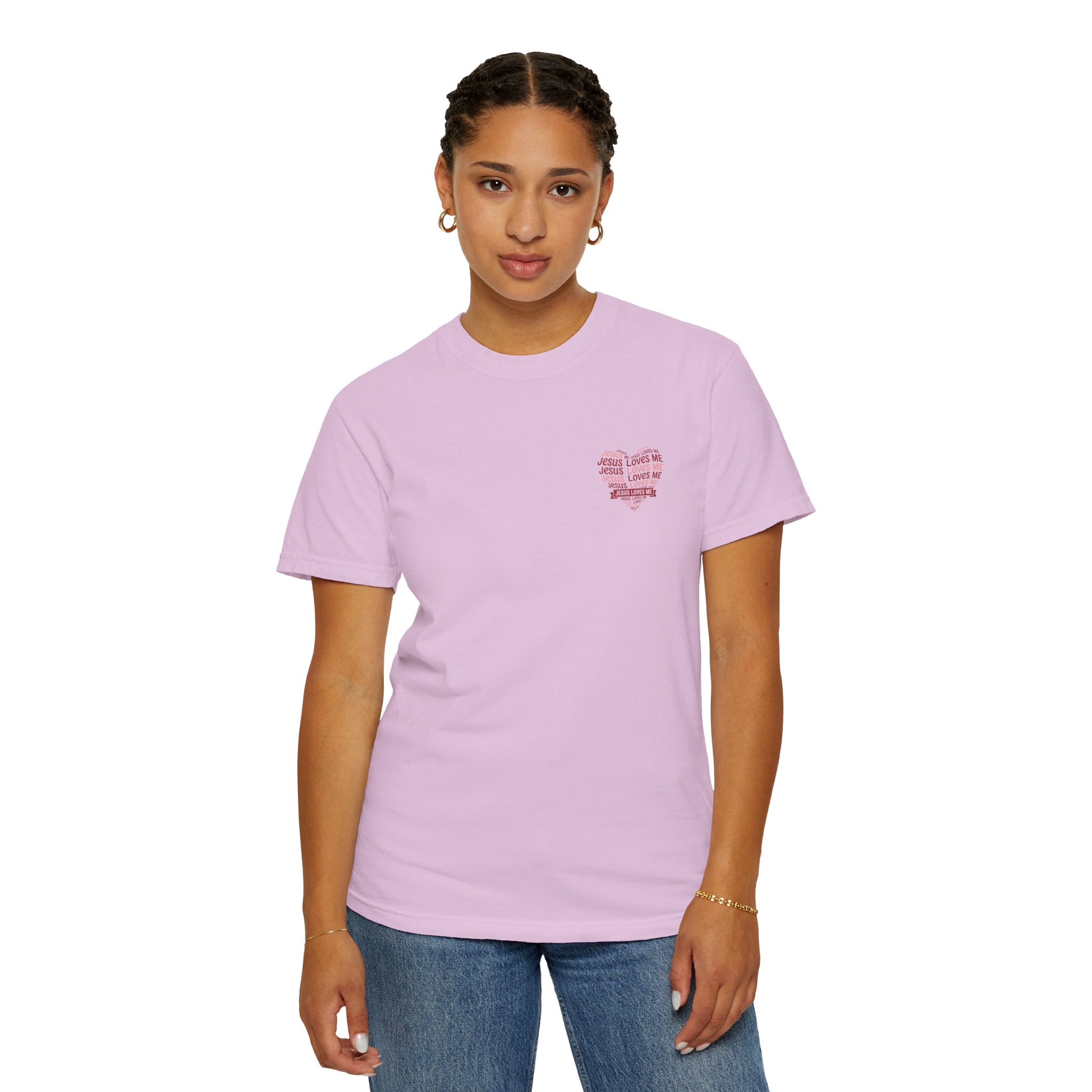 Jesus Loves Me Heart Garment-Dyed T-Shirt – Christian Faith Tee | Vintage Style Inspirational Shirt