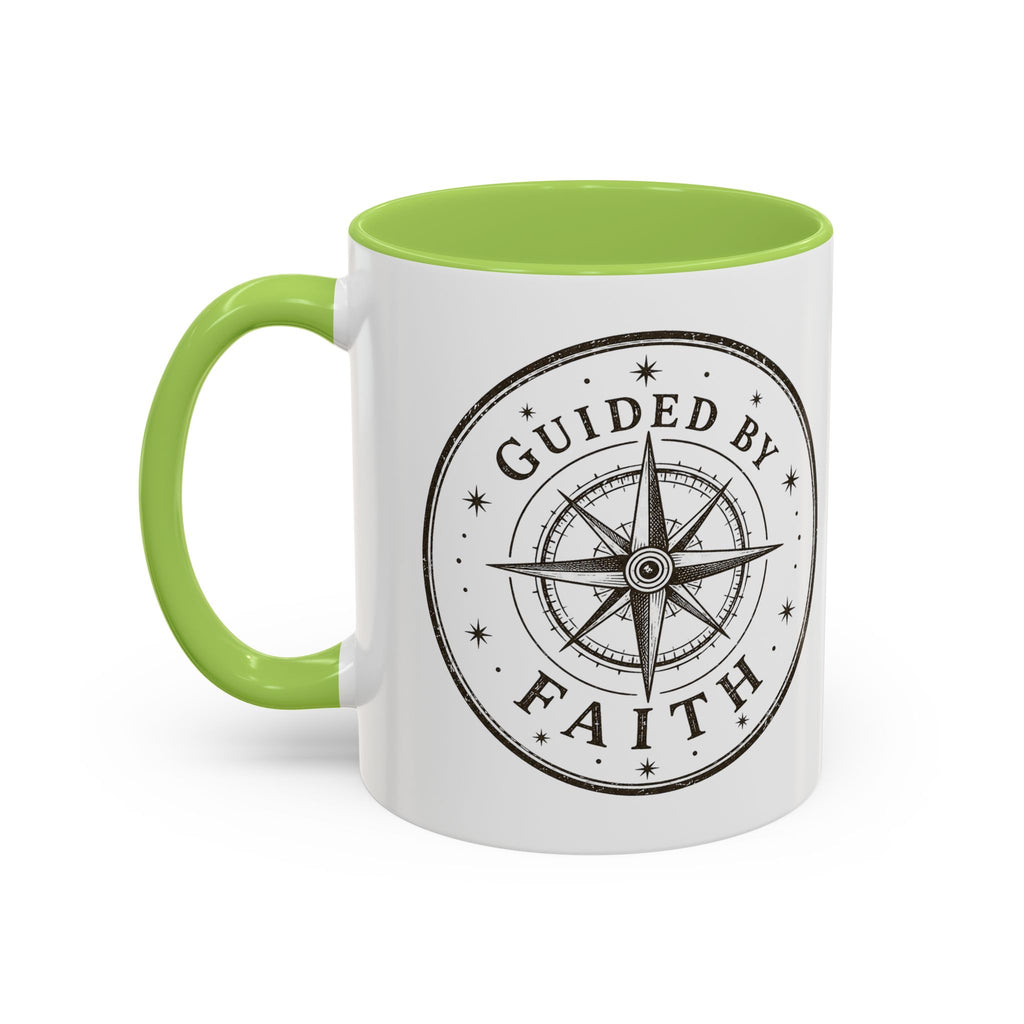 Guided by Faith Compass Coffee Mug | Inspirational Christian Accent Mug | Faith Freedom Creations