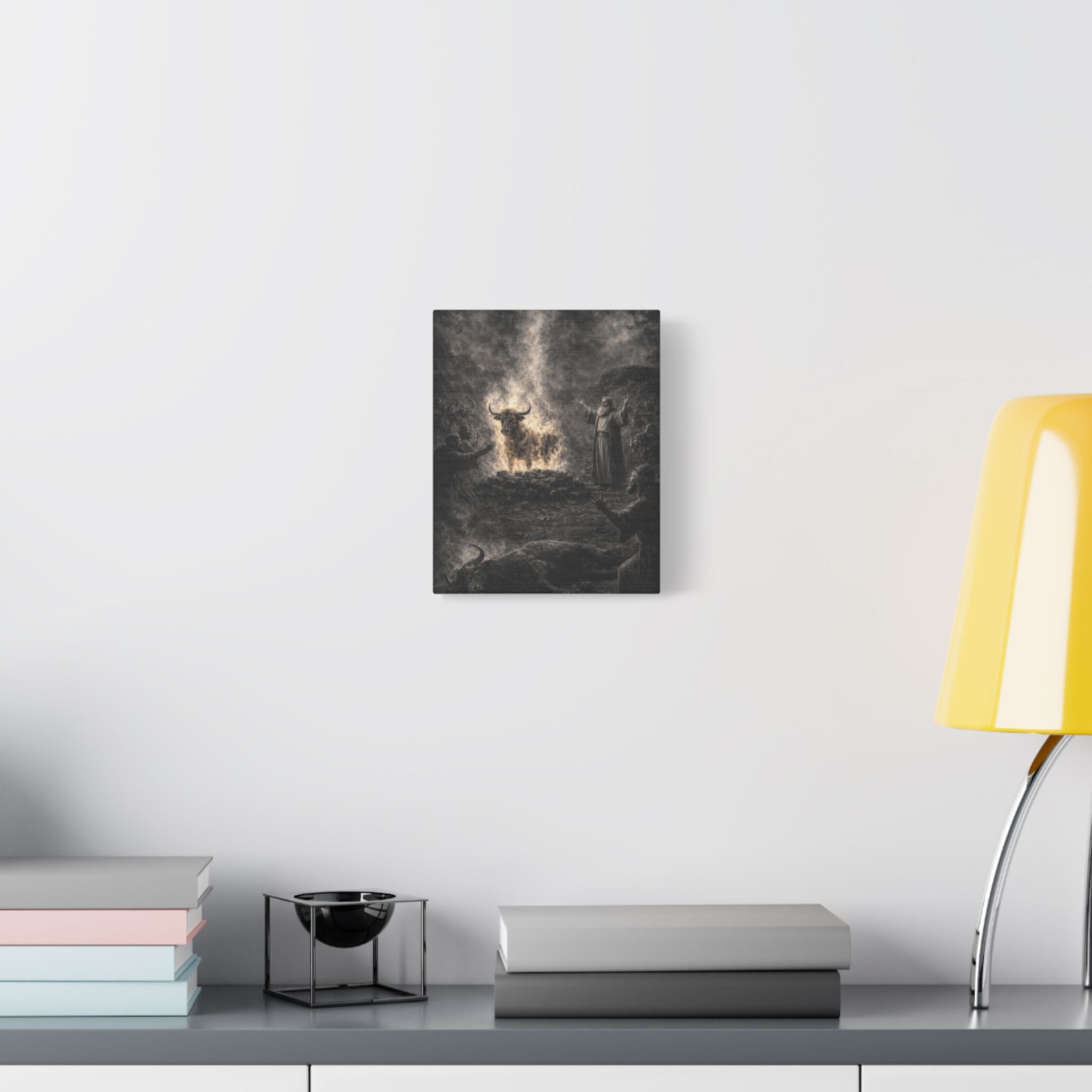 Elijah Calls Down Fire Canvas — Biblical Wall Art | Monochrome Edition