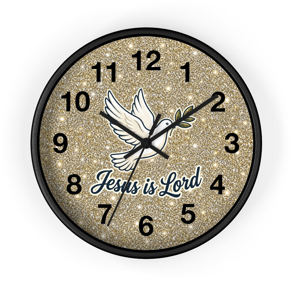 Jesus Is Lord Wall Clock | Dove of Peace Christian Wall Decor | Silent Faith Clock