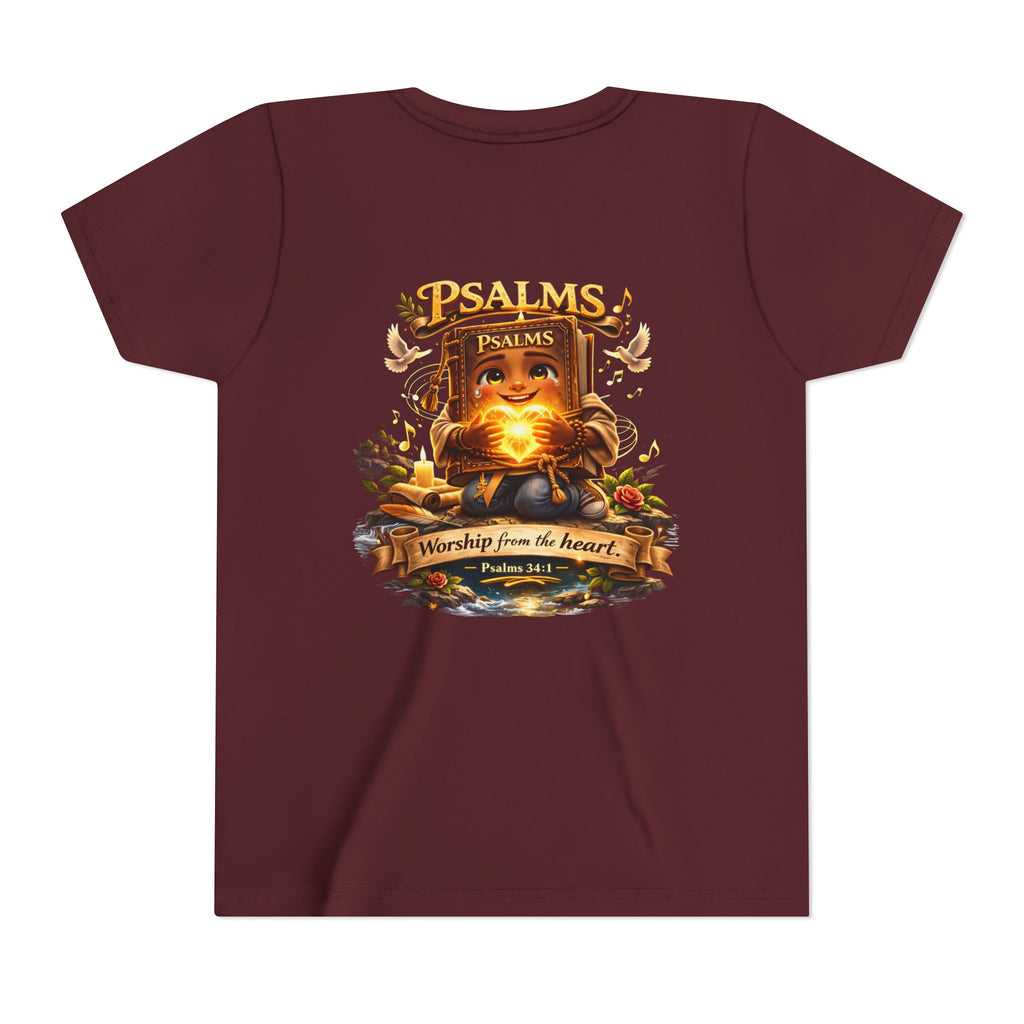 Praise Him Psalms 34:1 Youth T-Shirt | Christian Kids Faith Tee | Inspirational Youth Apparel