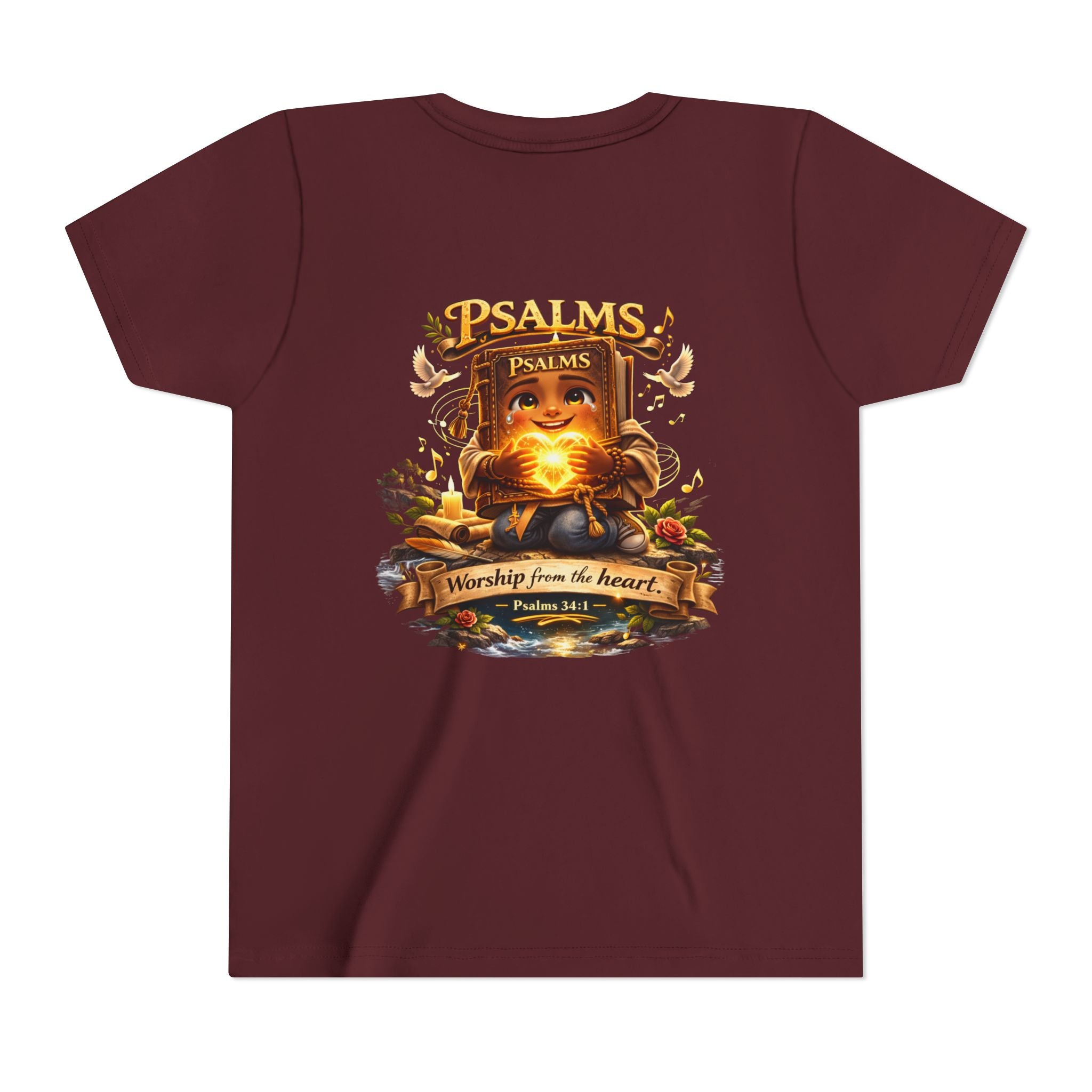 Praise Him Psalms 34:1 Youth T-Shirt | Christian Kids Faith Tee | Inspirational Youth Apparel