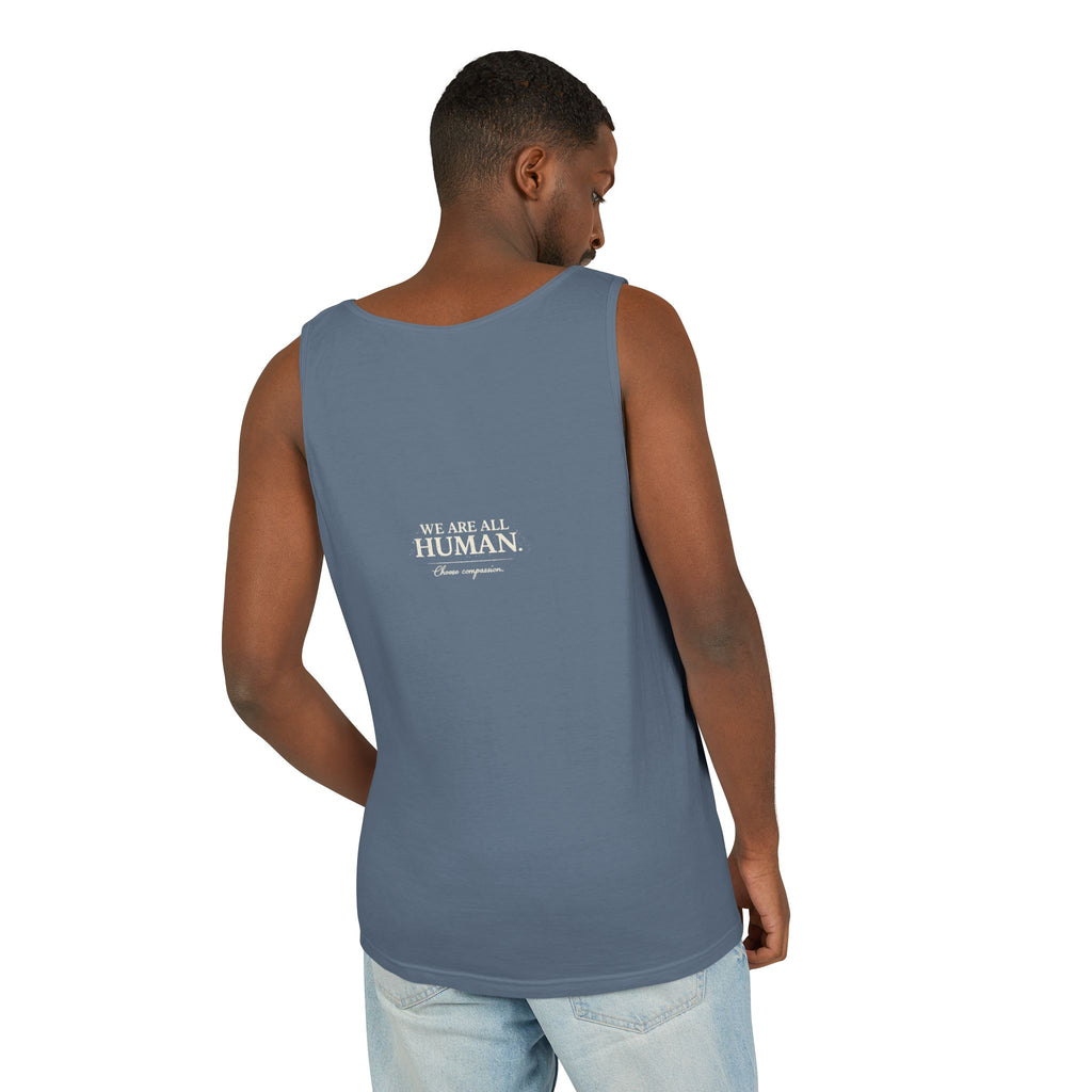 “Every Heart Beats the Same” Vintage Surf Tank Top – Garment-Dyed Coastal Unity Tank
