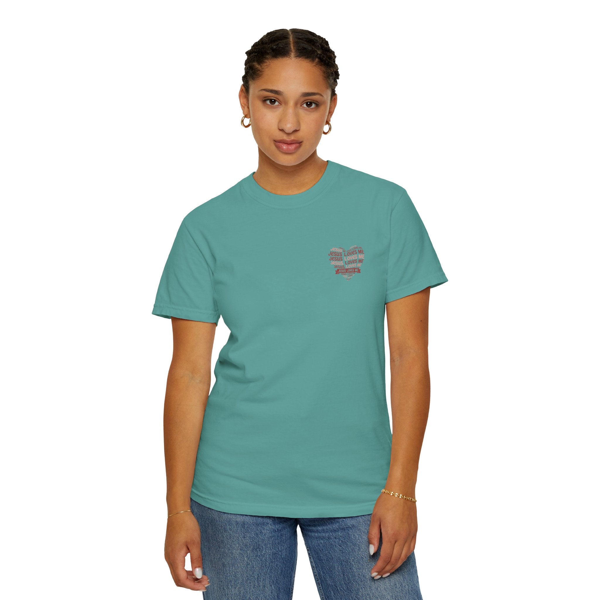 Jesus Loves Me Heart Garment-Dyed T-Shirt – Christian Faith Tee | Vintage Style Inspirational Shirt