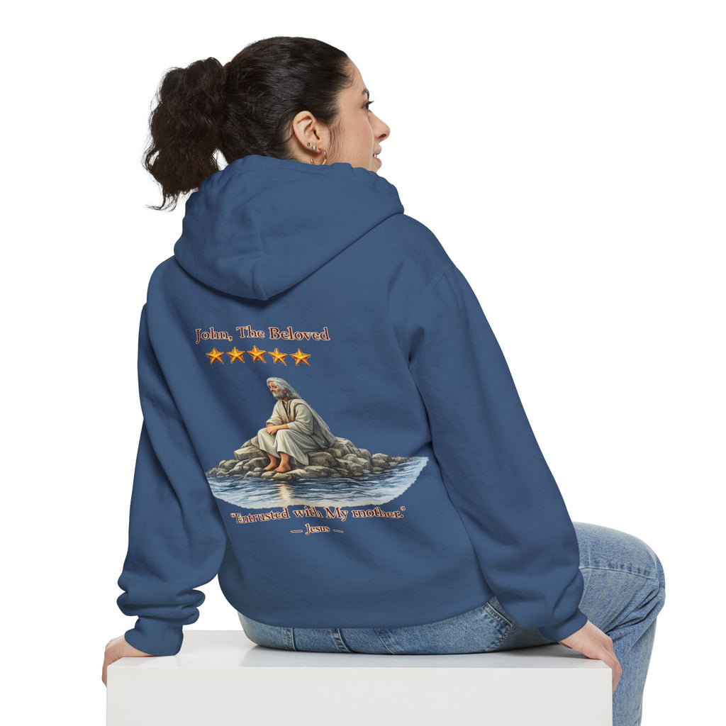 "John The Beloved Review, by Jesus"Hoodie — Illustrated Religious Graphic Pullover-⭐ Five-Star Faith Series⭐