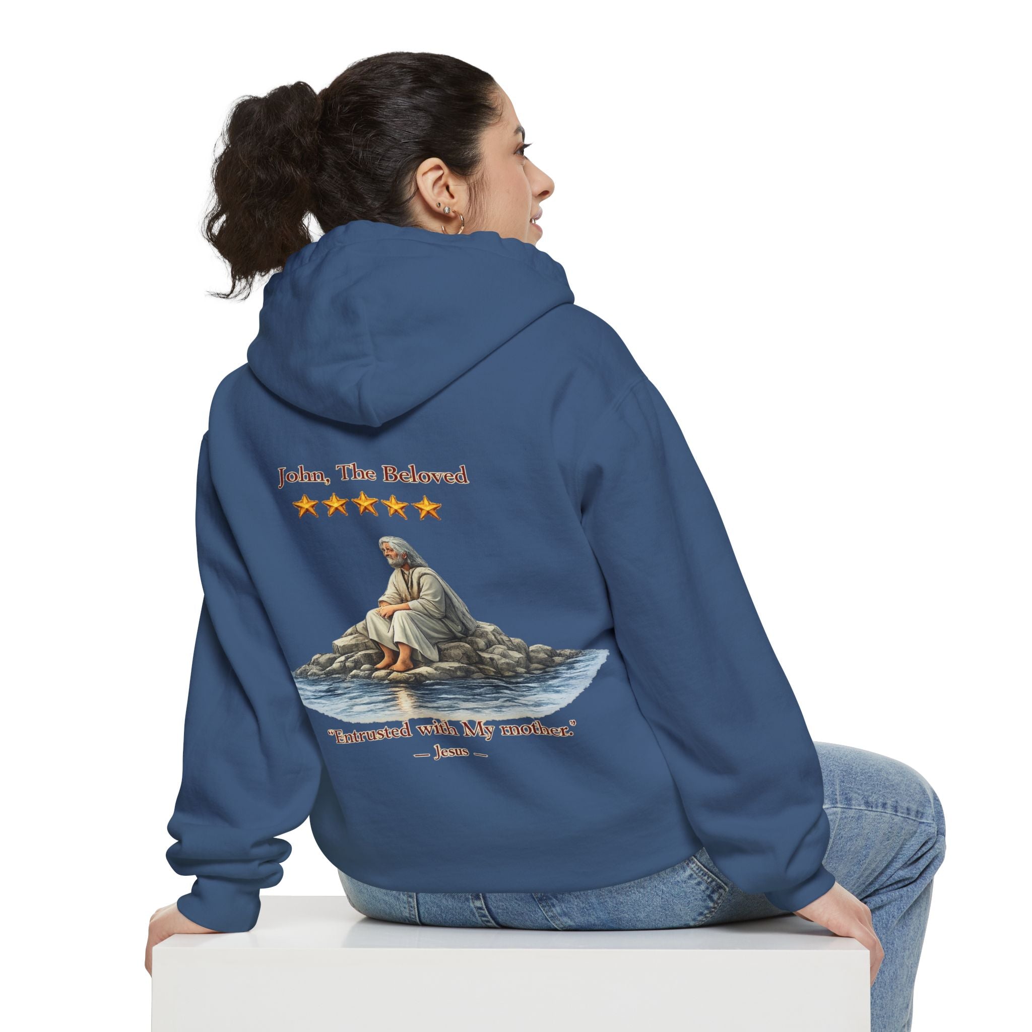 "John The Beloved Review, by Jesus"Hoodie — Illustrated Religious Graphic Pullover-⭐ Five-Star Faith Series⭐