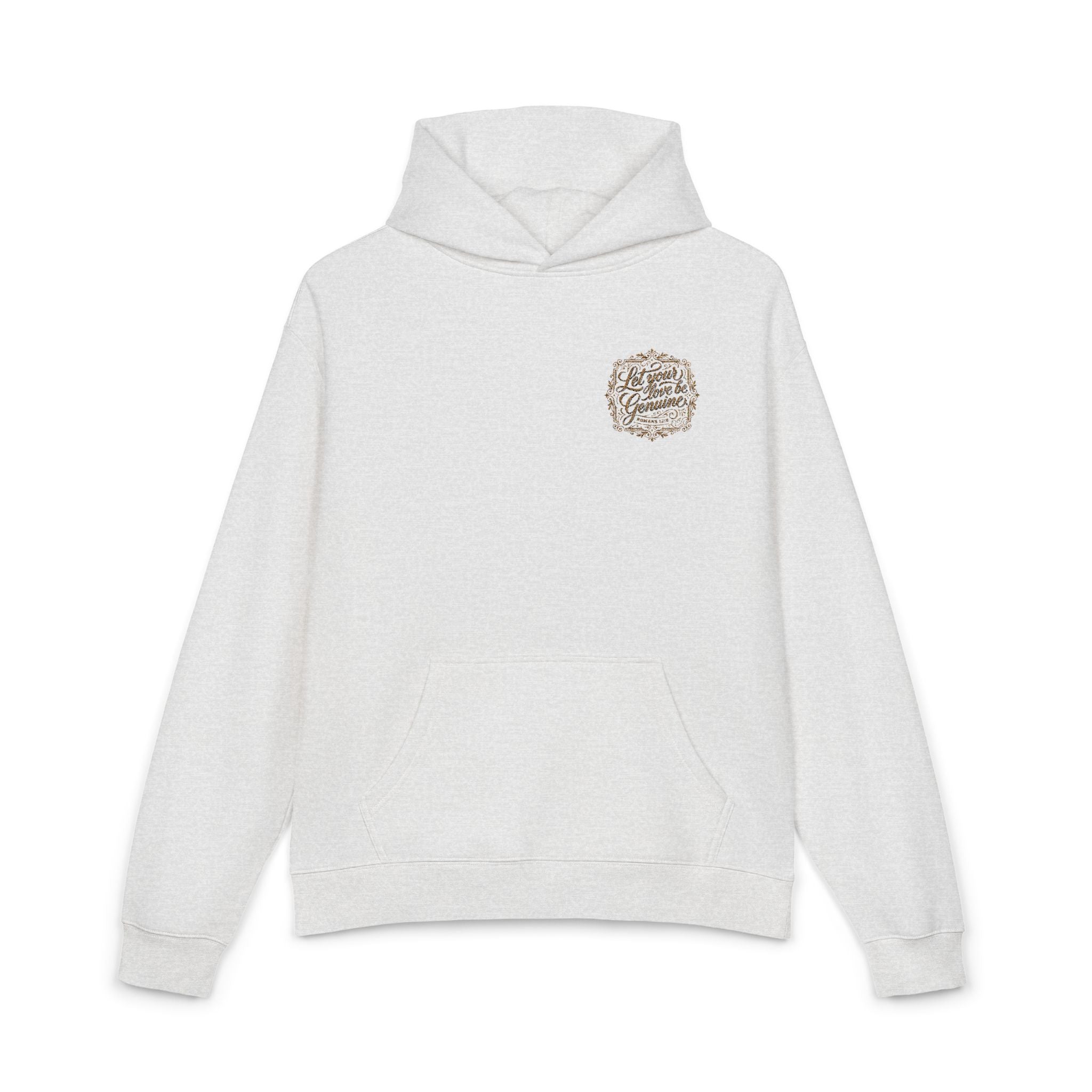 “Let Your Love Be Genuine” Hoodie – Romans 12:9 Christian Pullover | Faith & Freedom Creations
