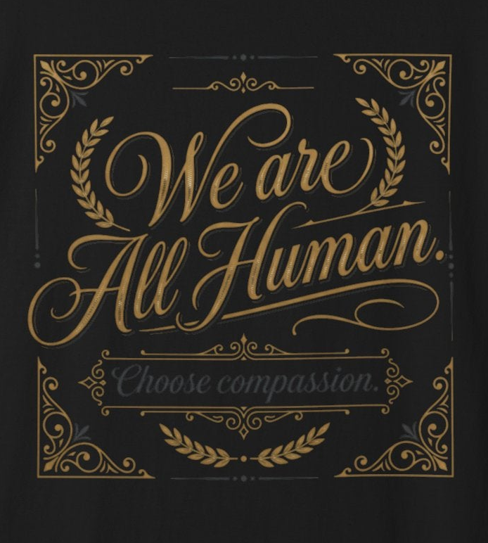 We Are All Human T-Shirt – “Choose Compassion” Inspirational Graphic Tee