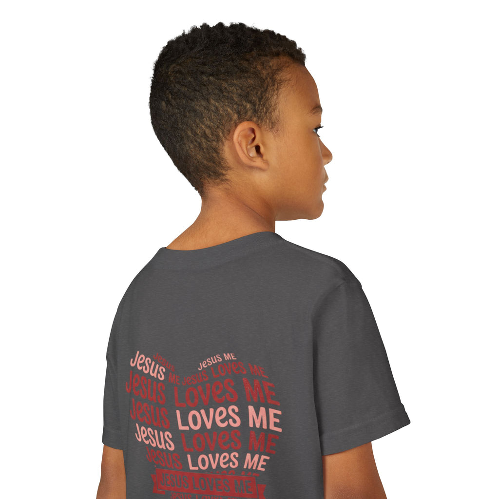 Jesus Loves Me Youth T-Shirt – Heart Word Cloud Christian Kids Tee | Faith Inspired Youth Shirt