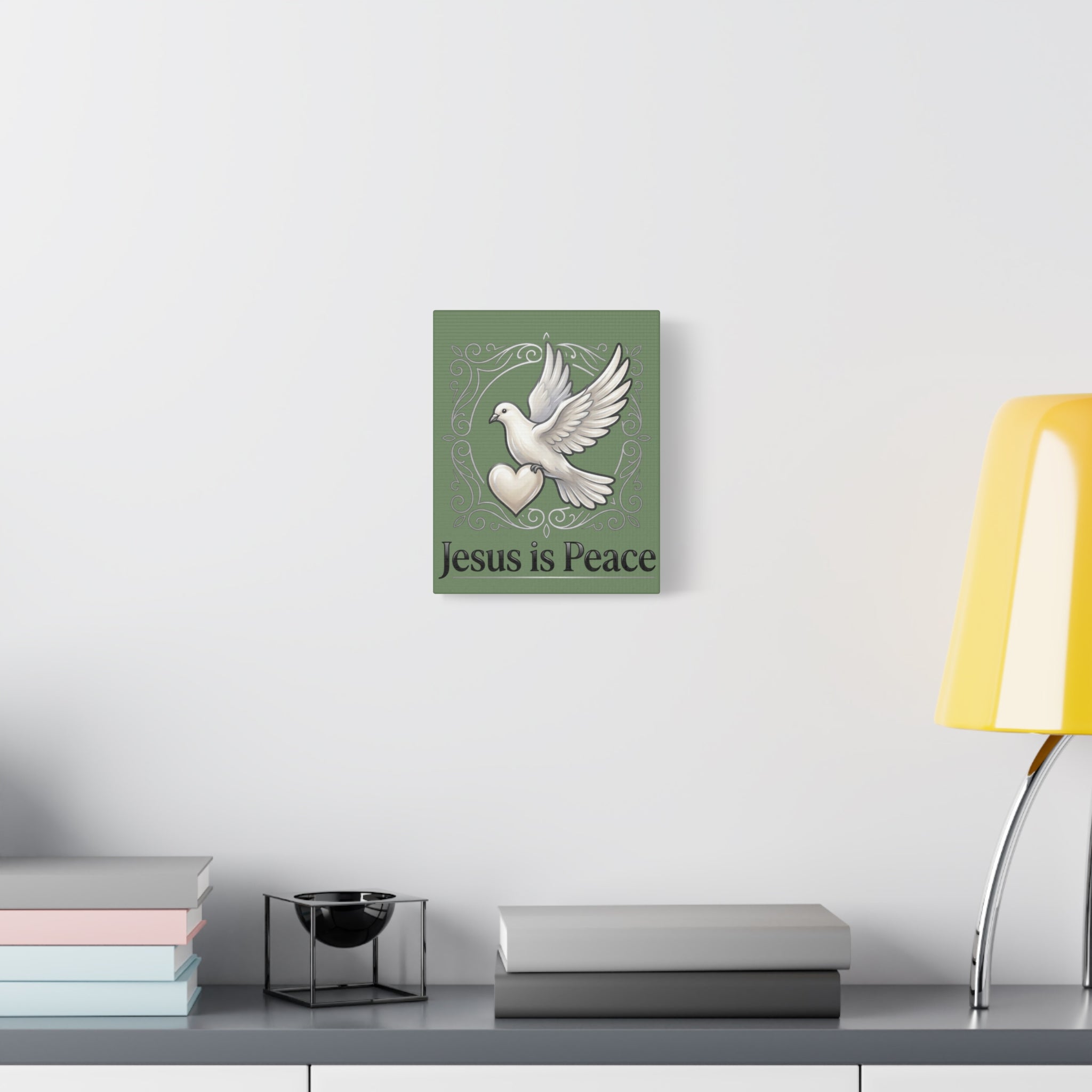 Jesus Is Peace Matte Canvas Wall Art — White Dove Stretched Canvas