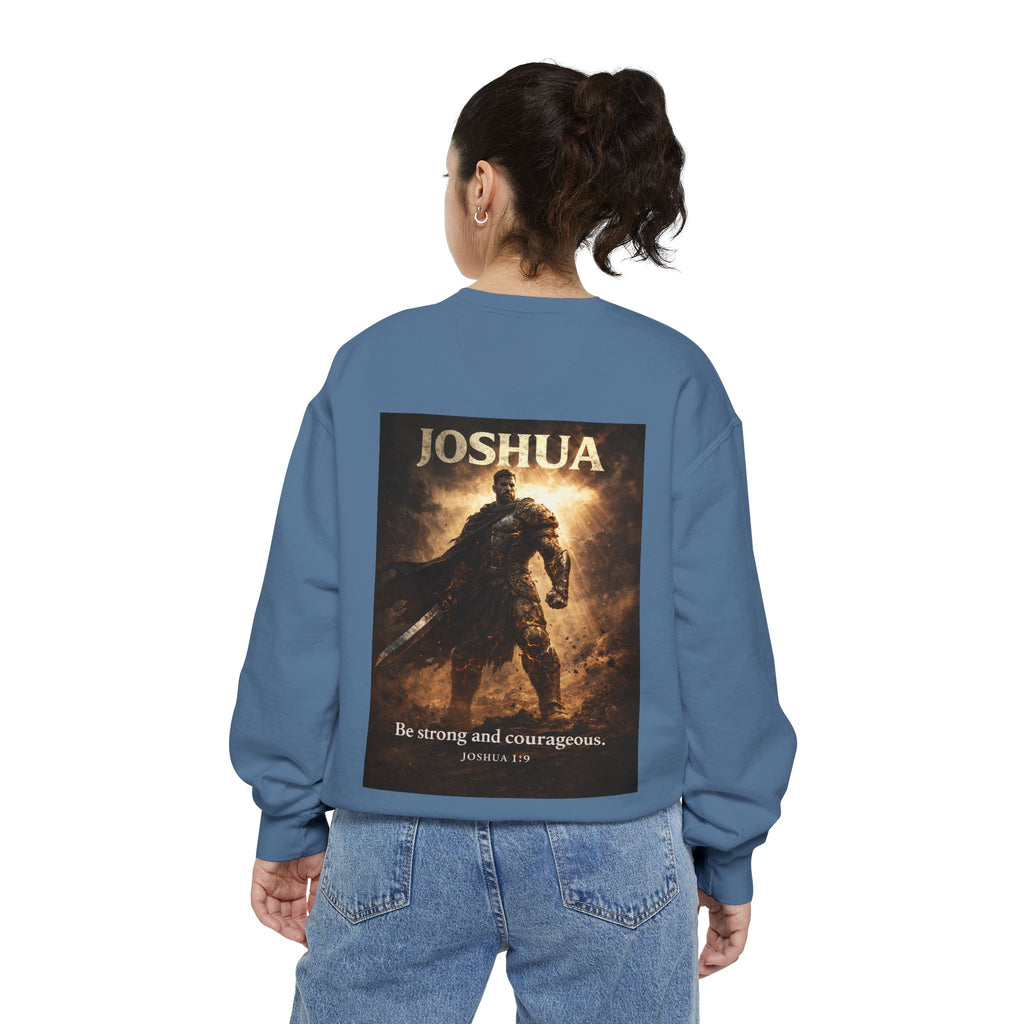 Joshua Courage Sweatshirt | Be Strong and Courageous Christian Crewneck | Inspirational Faith Apparel