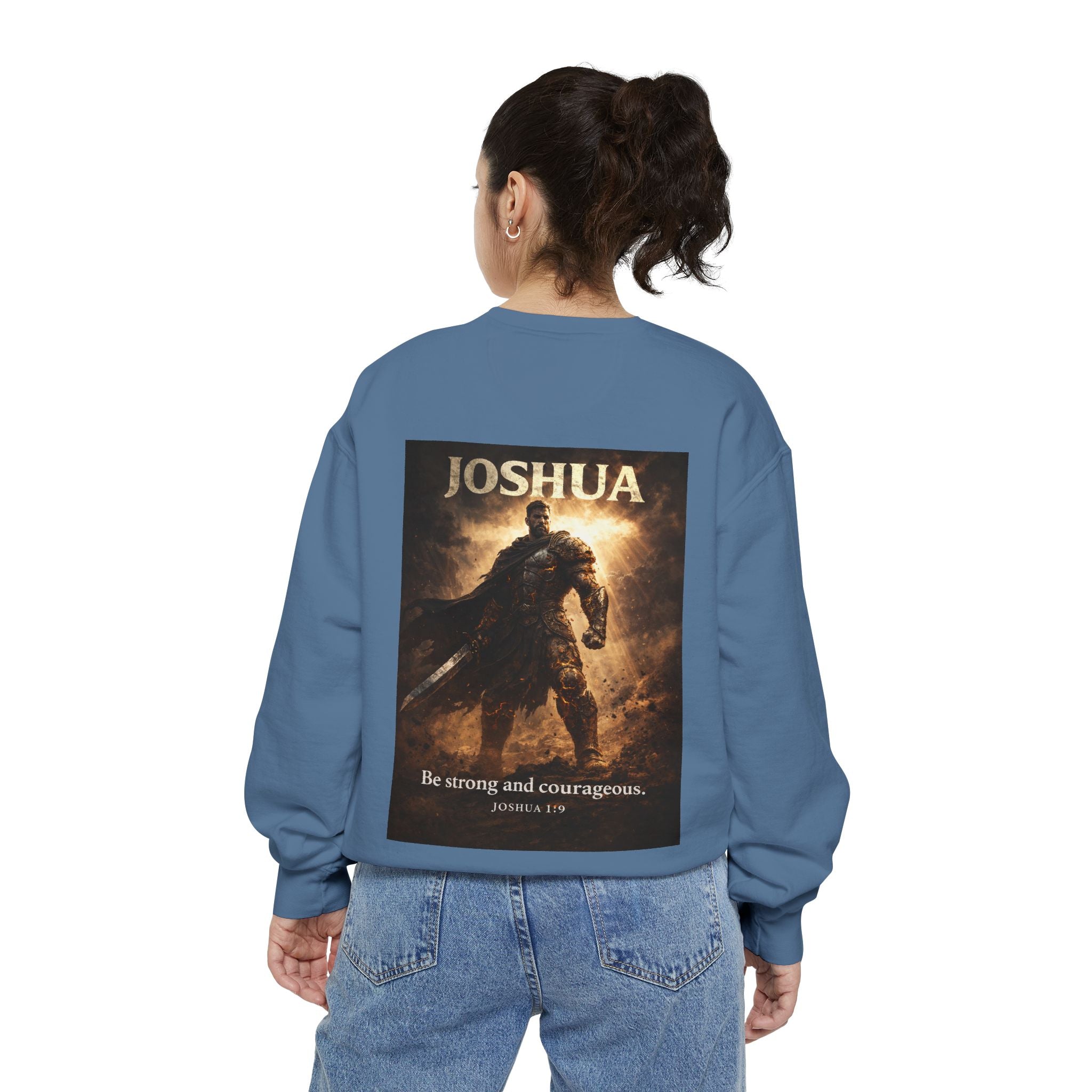 Joshua Courage Sweatshirt | Be Strong and Courageous Christian Crewneck | Inspirational Faith Apparel
