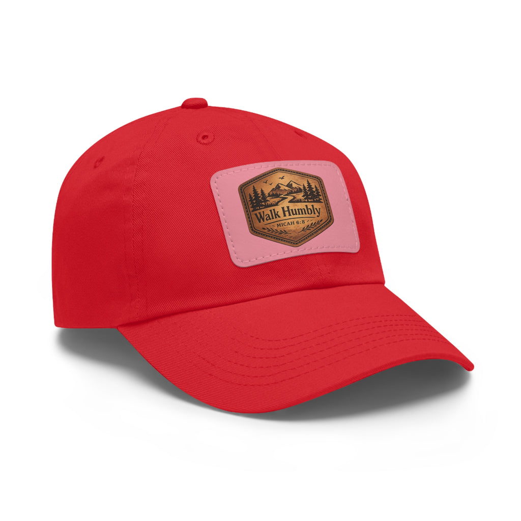 Walk Humbly Leather Patch Dad Hat | Micah 6:8 Christian Outdoor Cap | Faith Freedom Creations