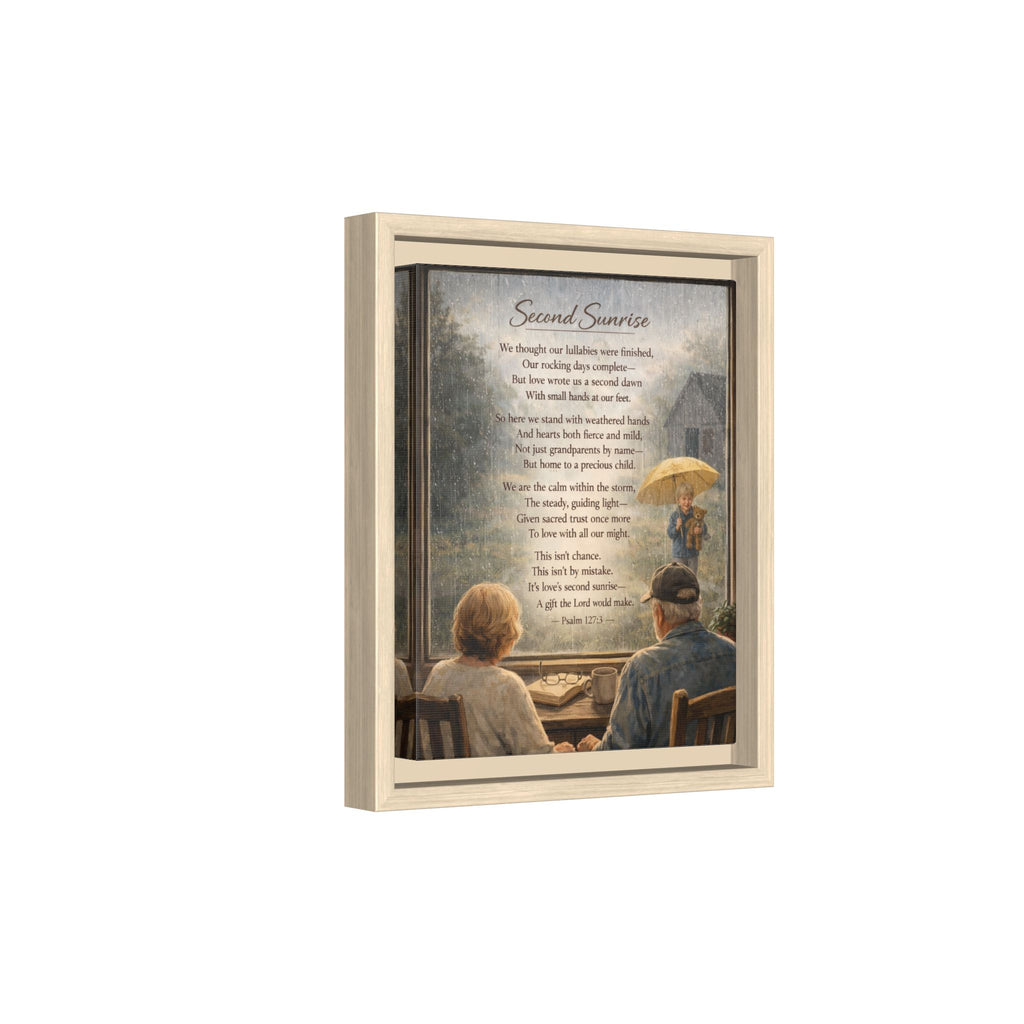 Second Sunrise Framed Canvas Wall Art | Personalized Grandparents Poem | Faith & Family Keepsake