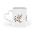 Peace Dove Heart-Shaped Mug — Olive Leaf Love Ceramic Coffee Cup