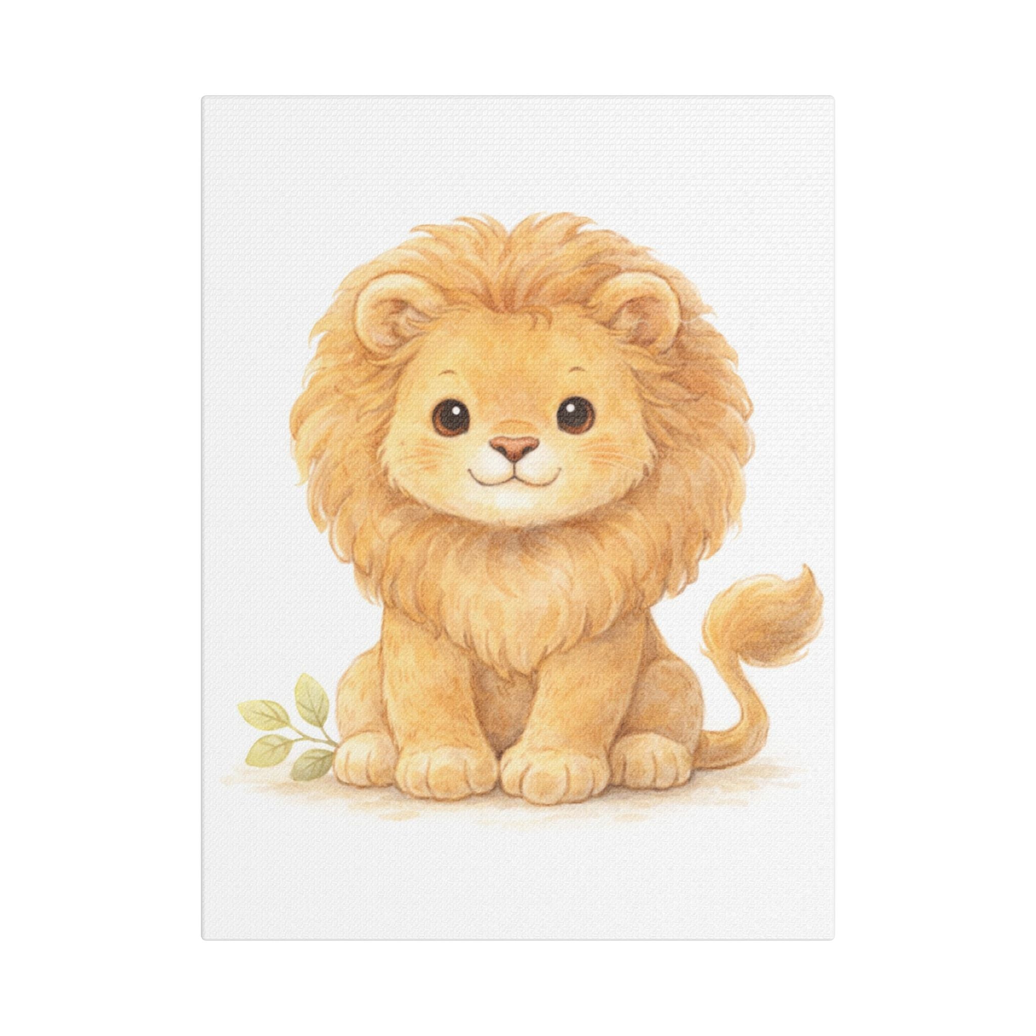Cute Watercolor Lion Canvas — Nursery Animal Wall Art