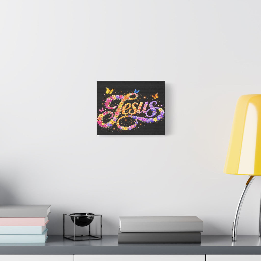 Jesus Floral Satin Canvas Wall Art – Butterfly Christian Canvas | Inspirational Faith Home Decor