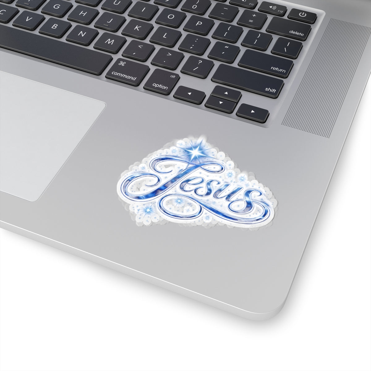 Jesus Script Kiss-Cut Sticker – Sparkling Christian Faith Decal | Inspirational Laptop Sticker