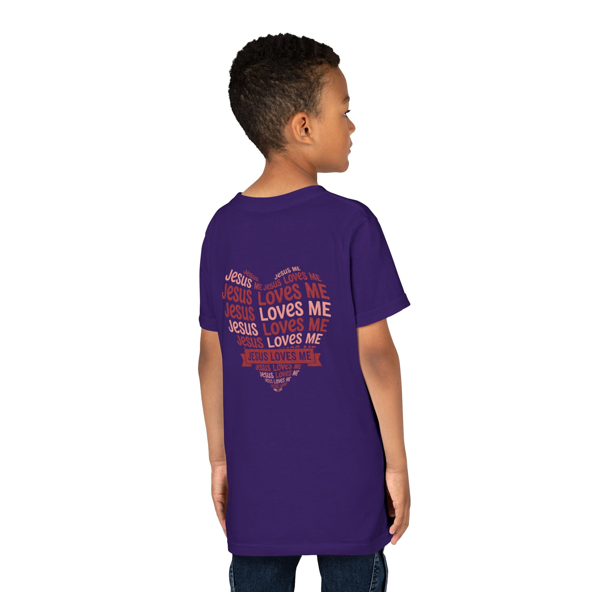 Jesus Loves Me Youth T-Shirt – Heart Word Cloud Christian Kids Tee | Faith Inspired Youth Shirt