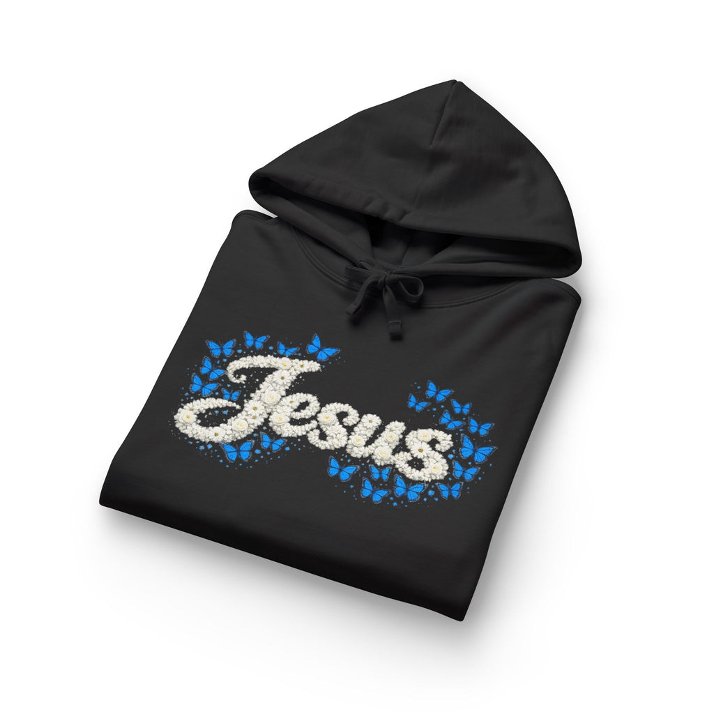 Jesus Floral Hoodie – Christian Faith Organic Pullover | Relaxed Fit Inspirational Hoodie