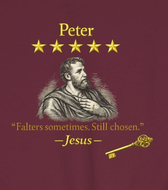 Peter – Youth Crewneck Sweatshirt | “Jesus’s Loving Review” Faith Graphic – Five-Star Faith Series