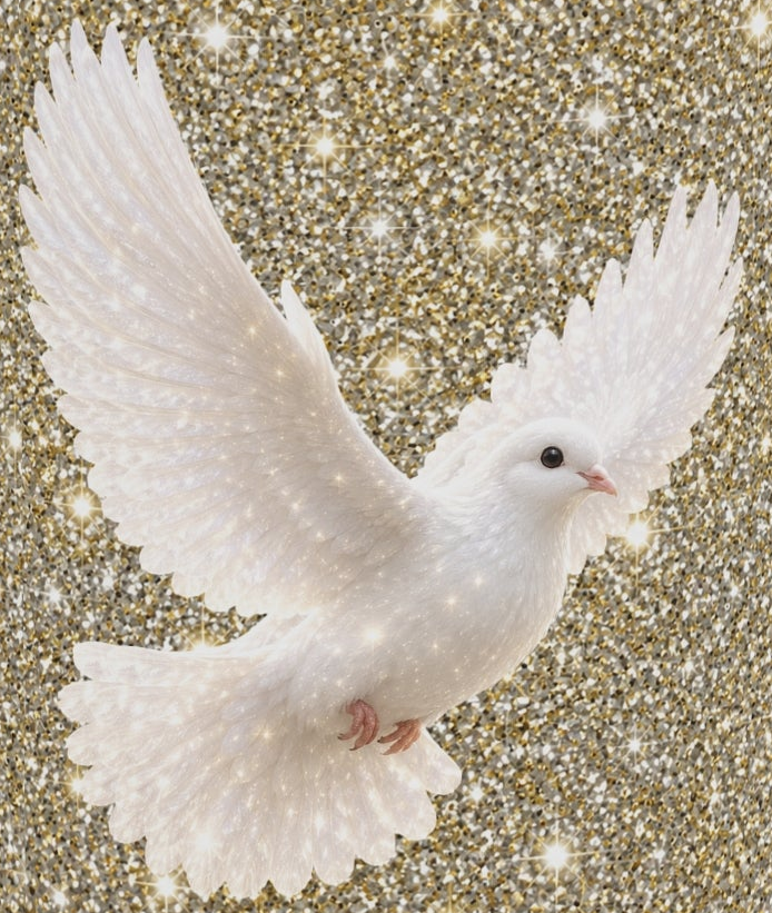 Peace Dove Heart Mug | Gold Sparkle Ceramic Coffee Mug | White Dove Christian Gift