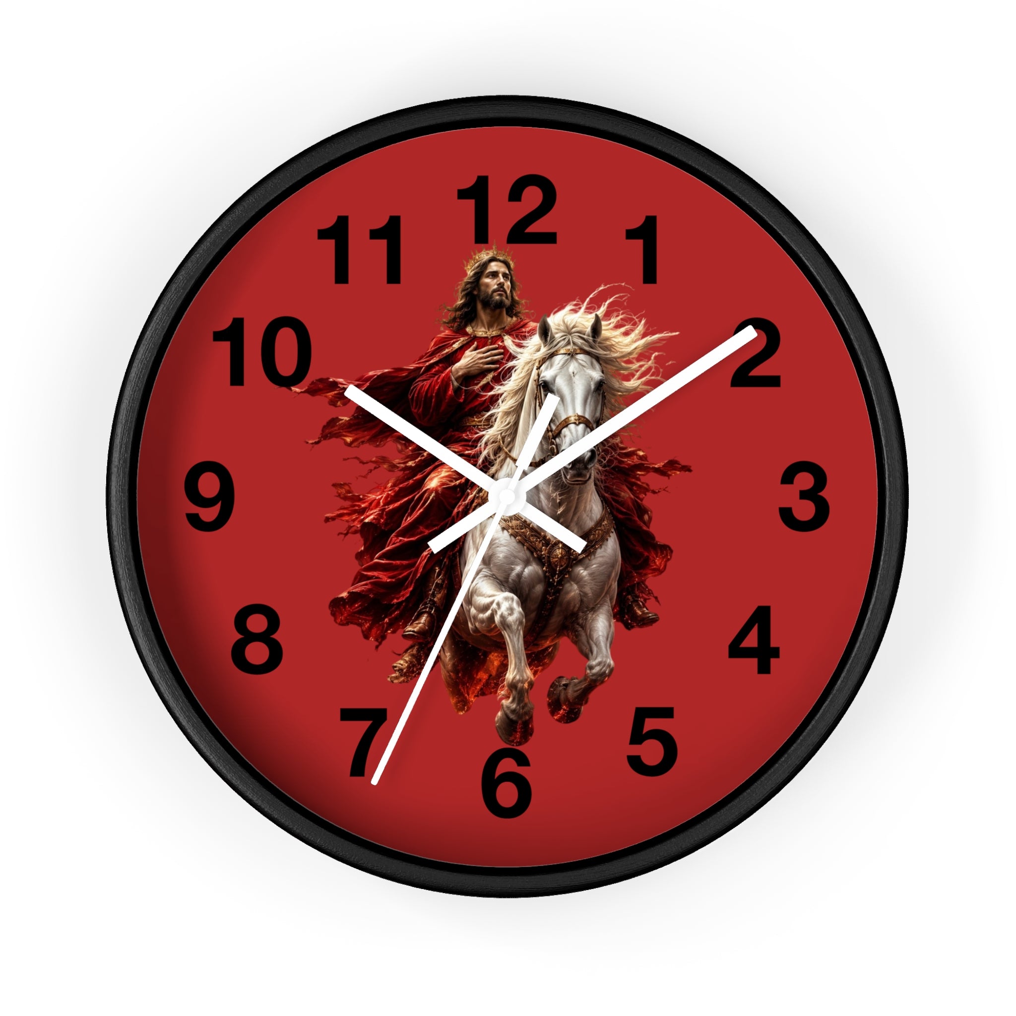 Jesus on White Horse Wall Clock | Christian Biblical Home Decor | Faith Inspired Silent Wall Clock