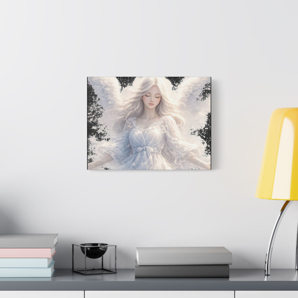 Angelic White Guardian Canvas — Serene Angel Nursery Wall Art