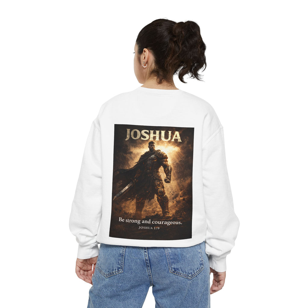 Joshua Courage Sweatshirt | Be Strong and Courageous Christian Crewneck | Inspirational Faith Apparel