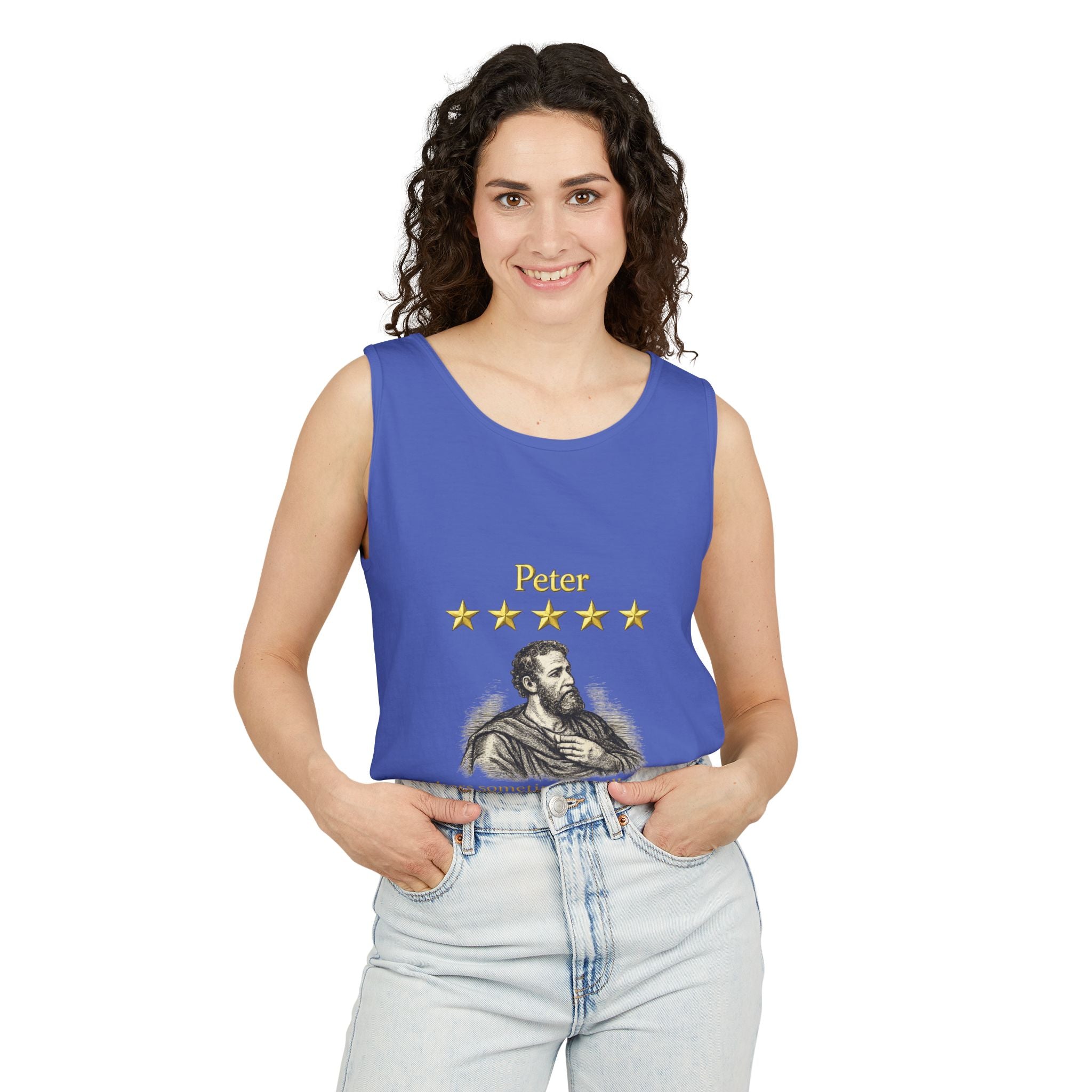 Peter Christian Tank Top — "Falters Sometimes. Still Chosen." Jesus Review-⭐ Five-Star Faith Series⭐