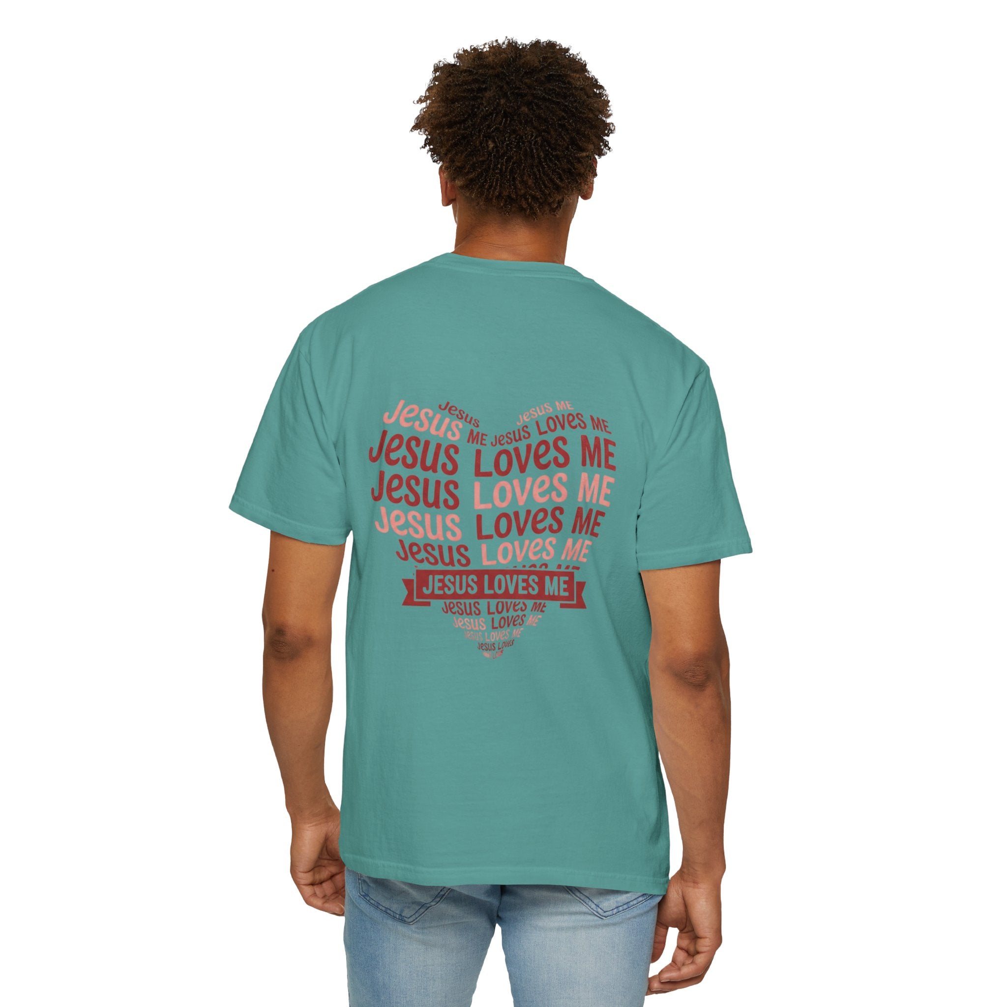 Jesus Loves Me Heart Garment-Dyed T-Shirt – Christian Faith Tee | Vintage Style Inspirational Shirt