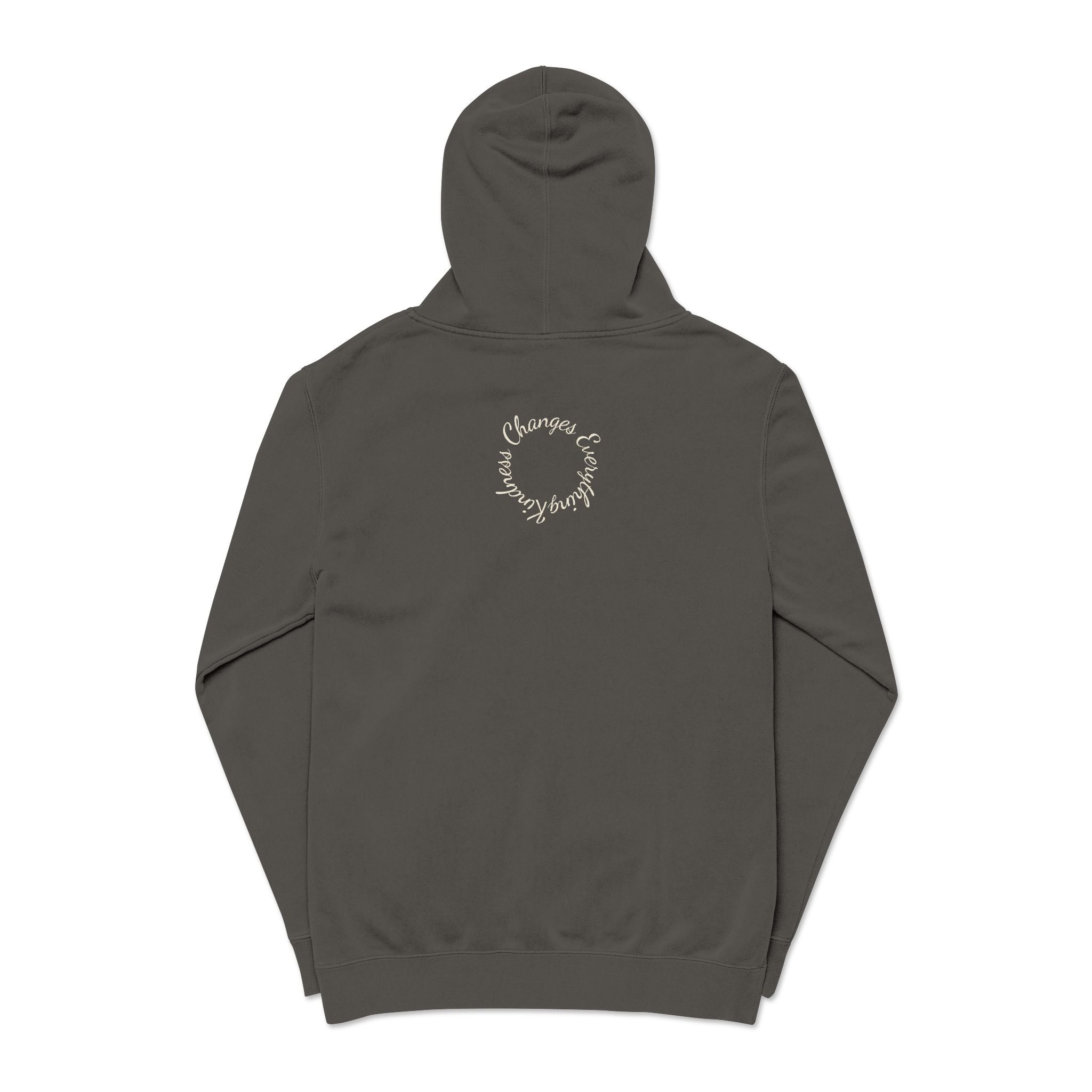 “We Are All Human” Pigment-Dyed Hoodie – Inclusive Comfort Pullover | Inspirational Minimalist Hoodie