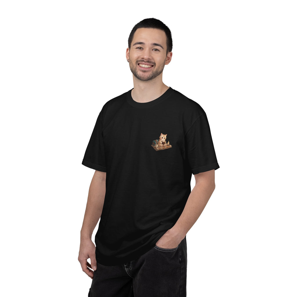 Cozy Cat Prayer T-Shirt — Faith Heart Cat Tee | Christian Cat Lover Shirt
