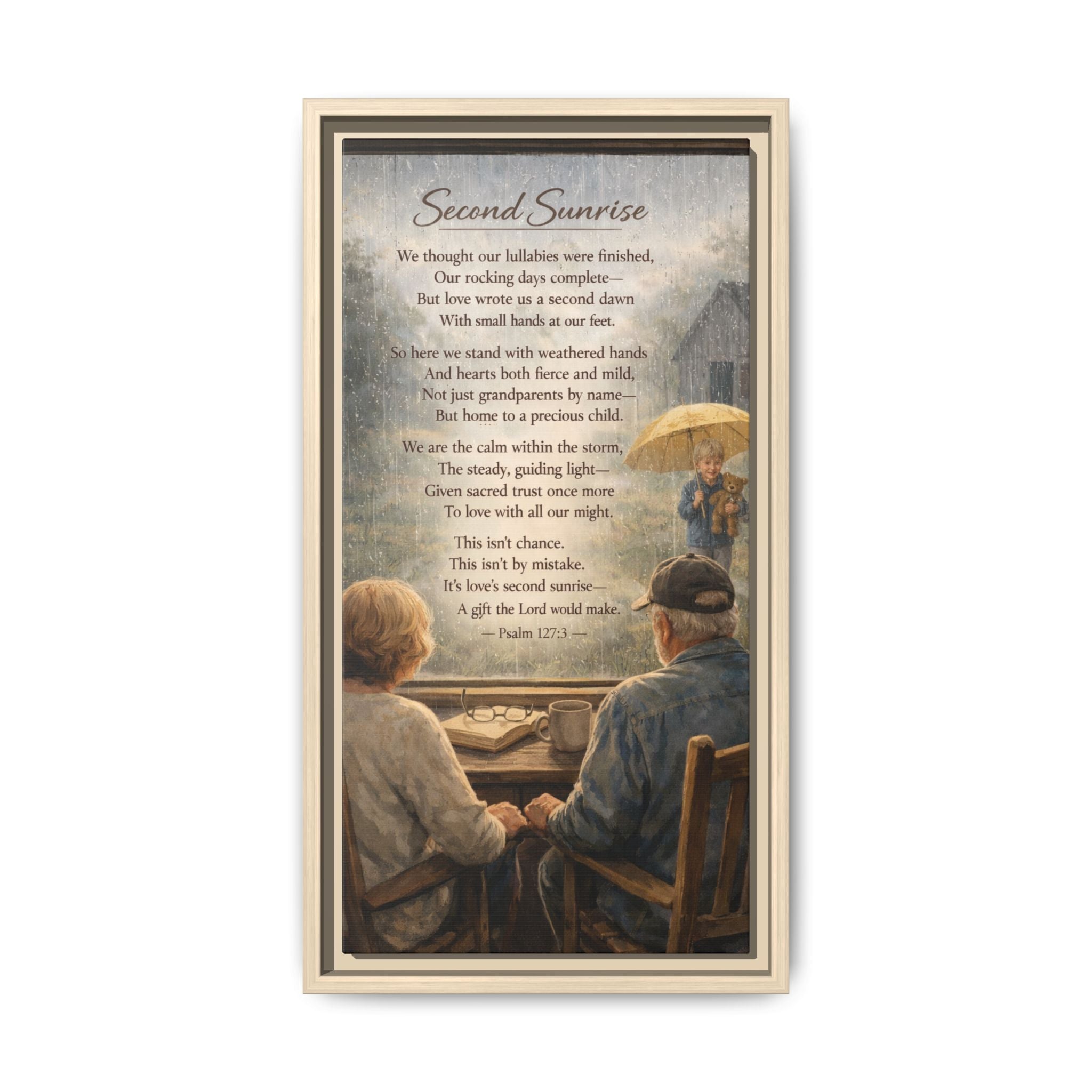 Second Sunrise Framed Canvas Wall Art | Personalized Grandparents Poem | Faith & Family Keepsake