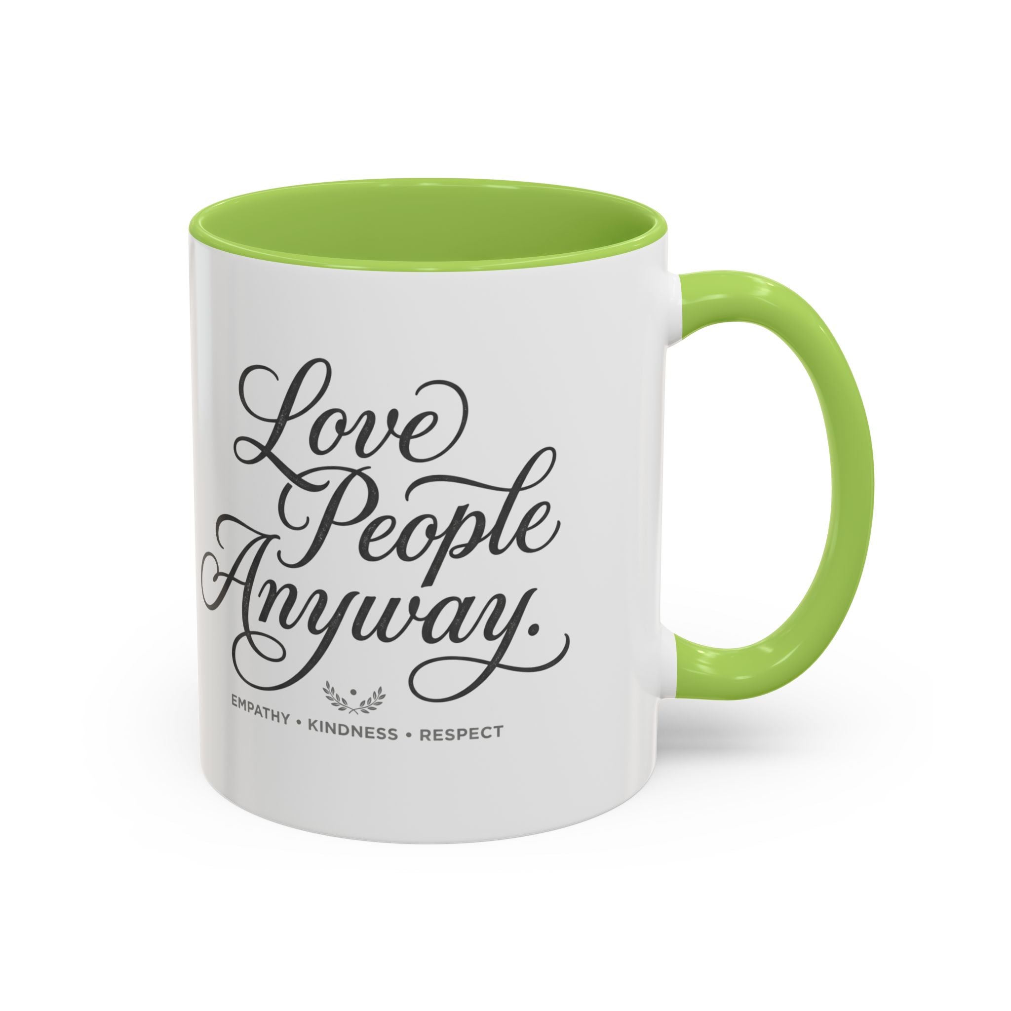 Love People Anyway Accent Coffee Mug | Inspirational Ceramic Mug | Faith Freedom Creations