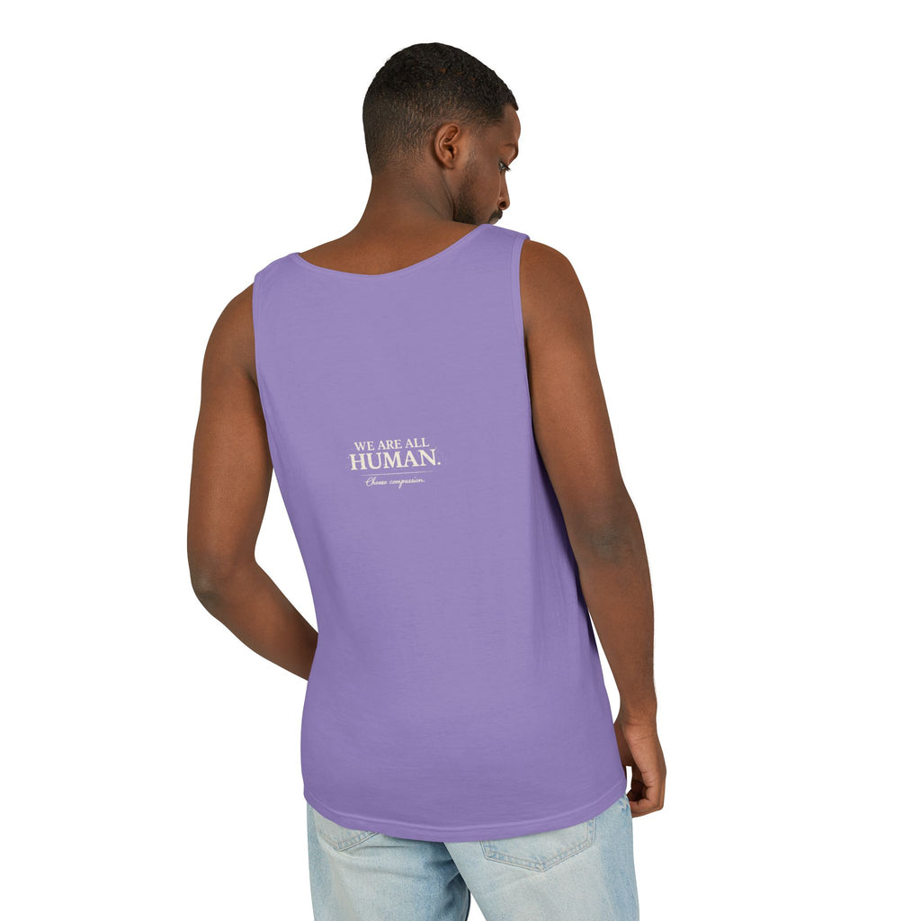 “Every Heart Beats the Same” Vintage Surf Tank Top – Garment-Dyed Coastal Unity Tank