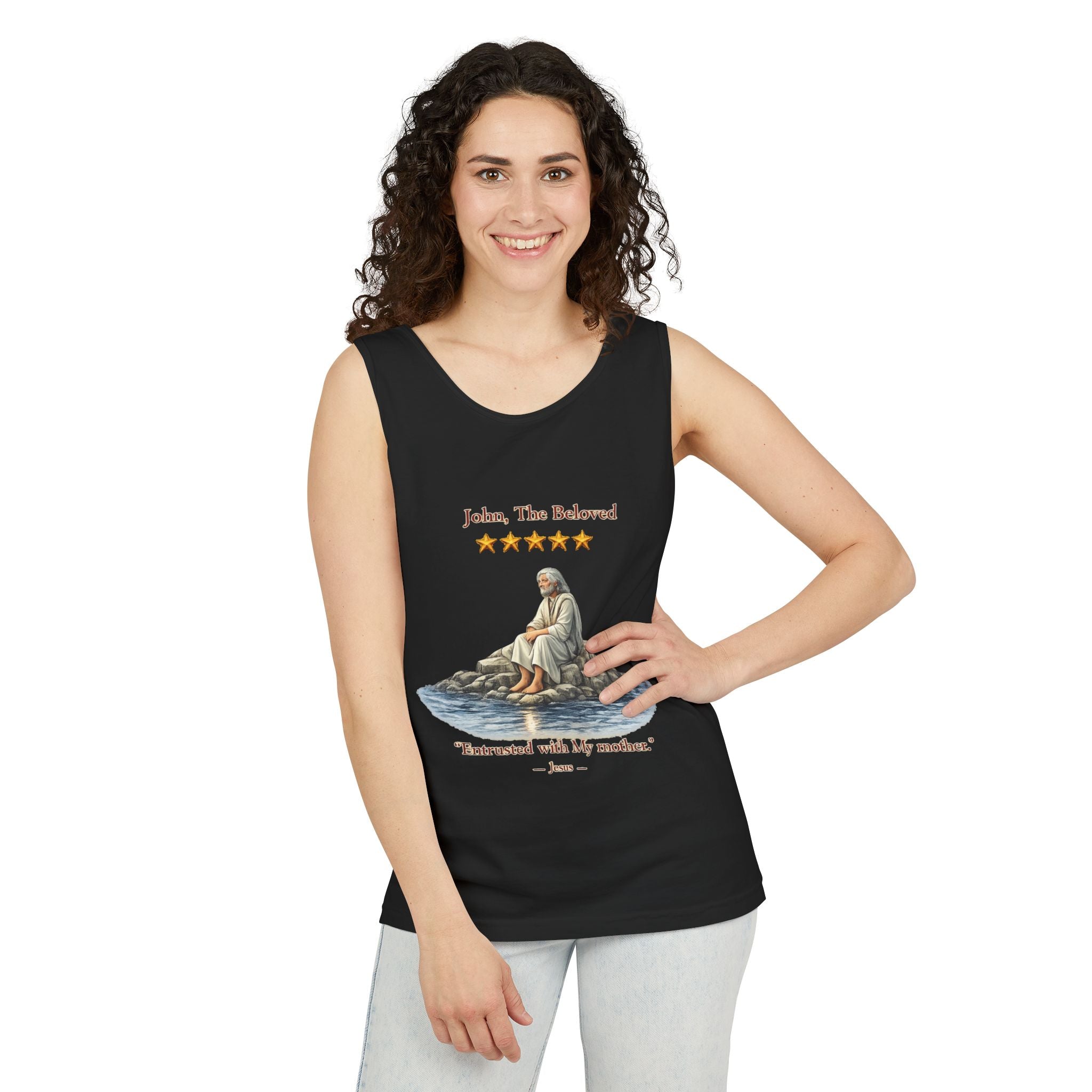 "John, the Beloved Review" Tank Top — "Entrusted with My Mother" Christian Faith Graphic Tank-⭐ Five-Star Faith Series⭐