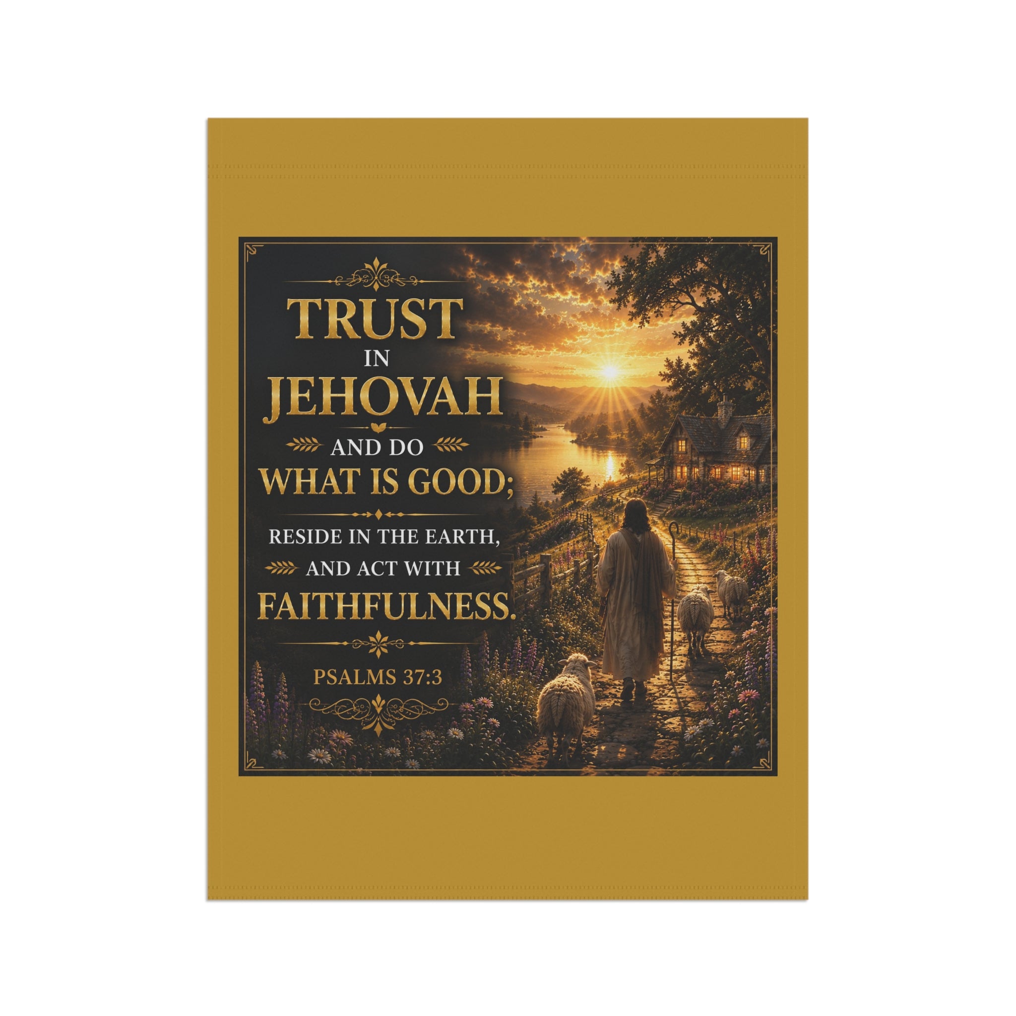 Trust in Jehovah Garden Banner | Psalm 37:3 Shepherd Yard Flag | Inspirational Christian Outdoor Decor