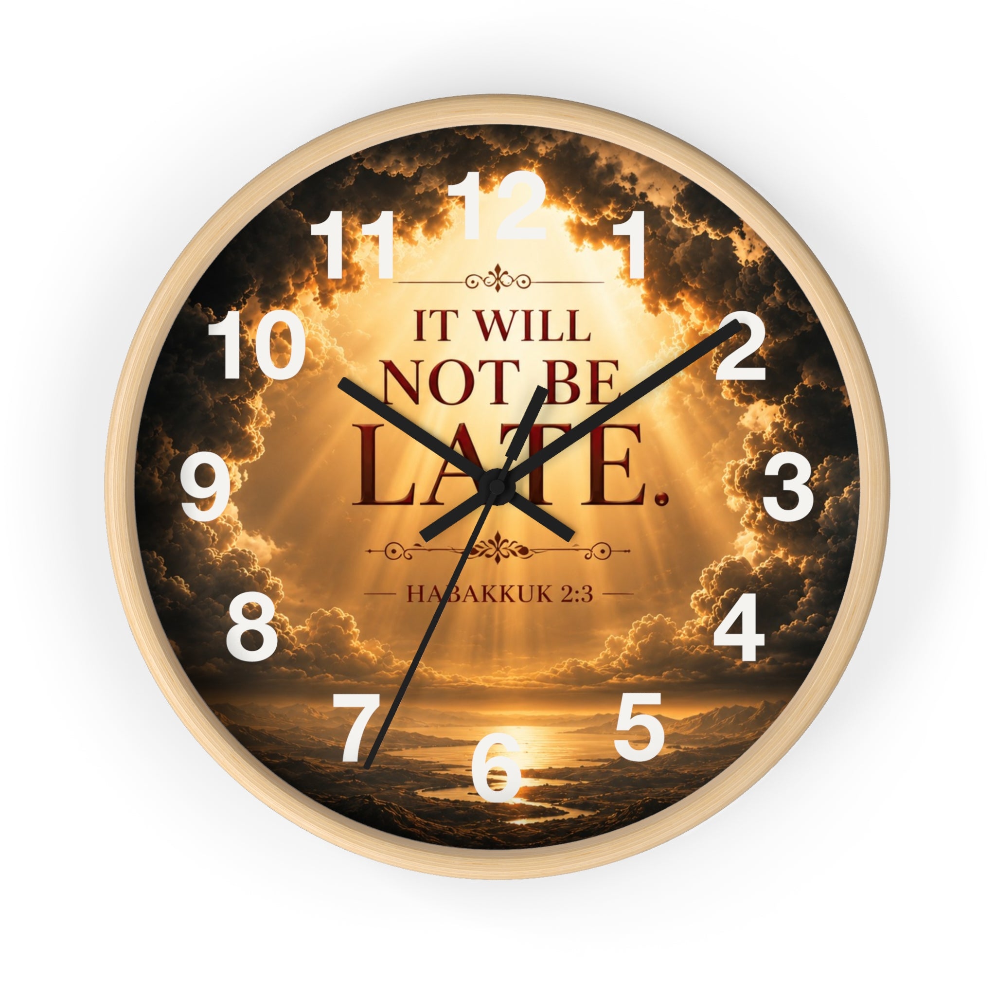 It Will Not Be Late Wall Clock | Habakkuk 2:3 Christian Scripture Clock | Inspirational Faith Decor
