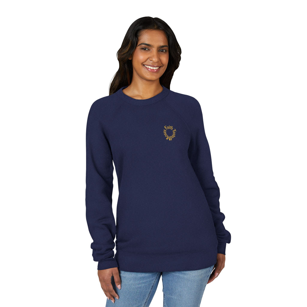 Moses Five-Star Faith Series – Raglan Sweatshirt | “Staff Worked. Sea Moved.” Faith Graphic