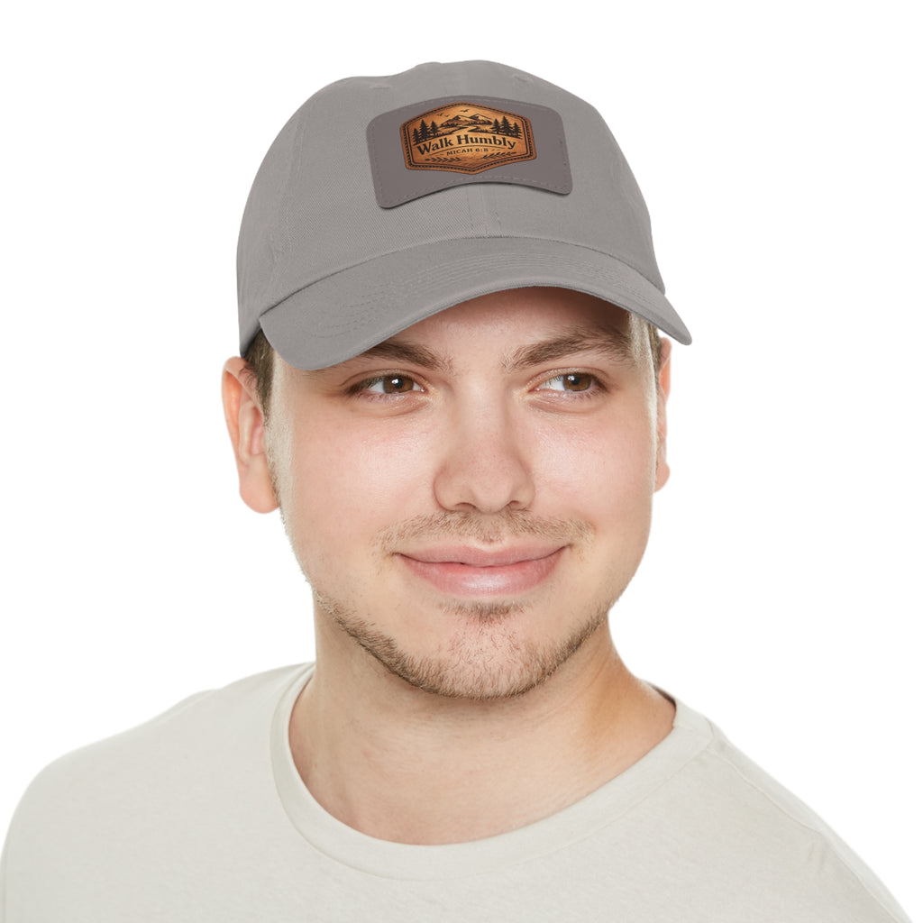 Walk Humbly Leather Patch Dad Hat | Micah 6:8 Christian Outdoor Cap | Faith Freedom Creations