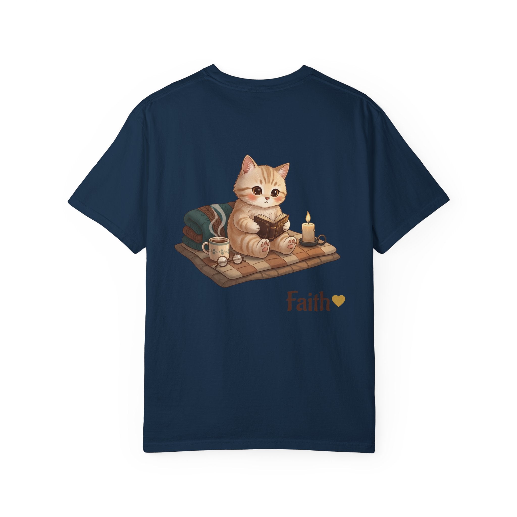 Cozy Cat Prayer T-Shirt — Faith Heart Cat Tee | Christian Cat Lover Shirt
